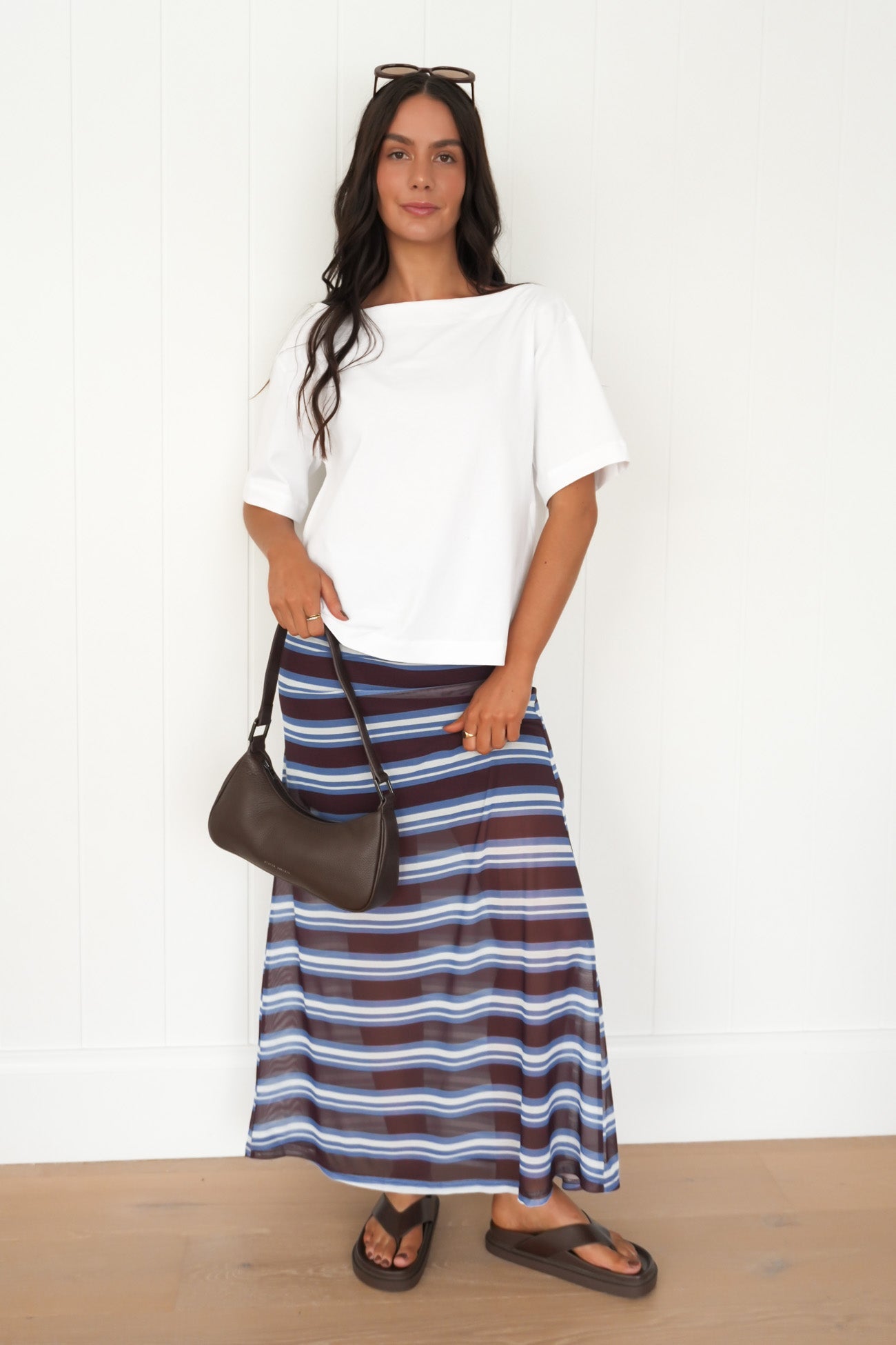 Elsie Maxi Skirt Blue Chocolate Stripe