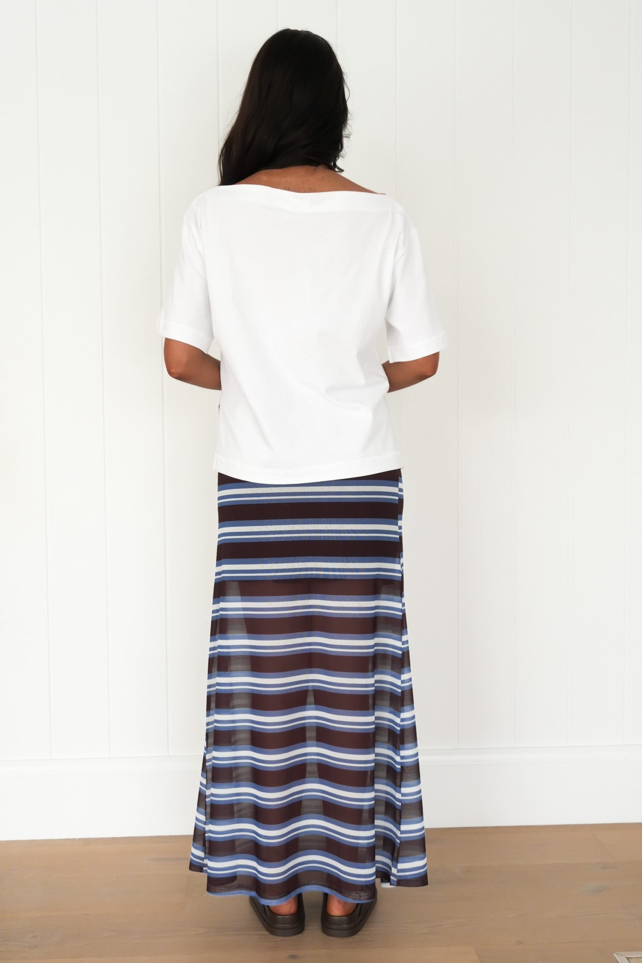 Elsie Maxi Skirt Blue Chocolate Stripe