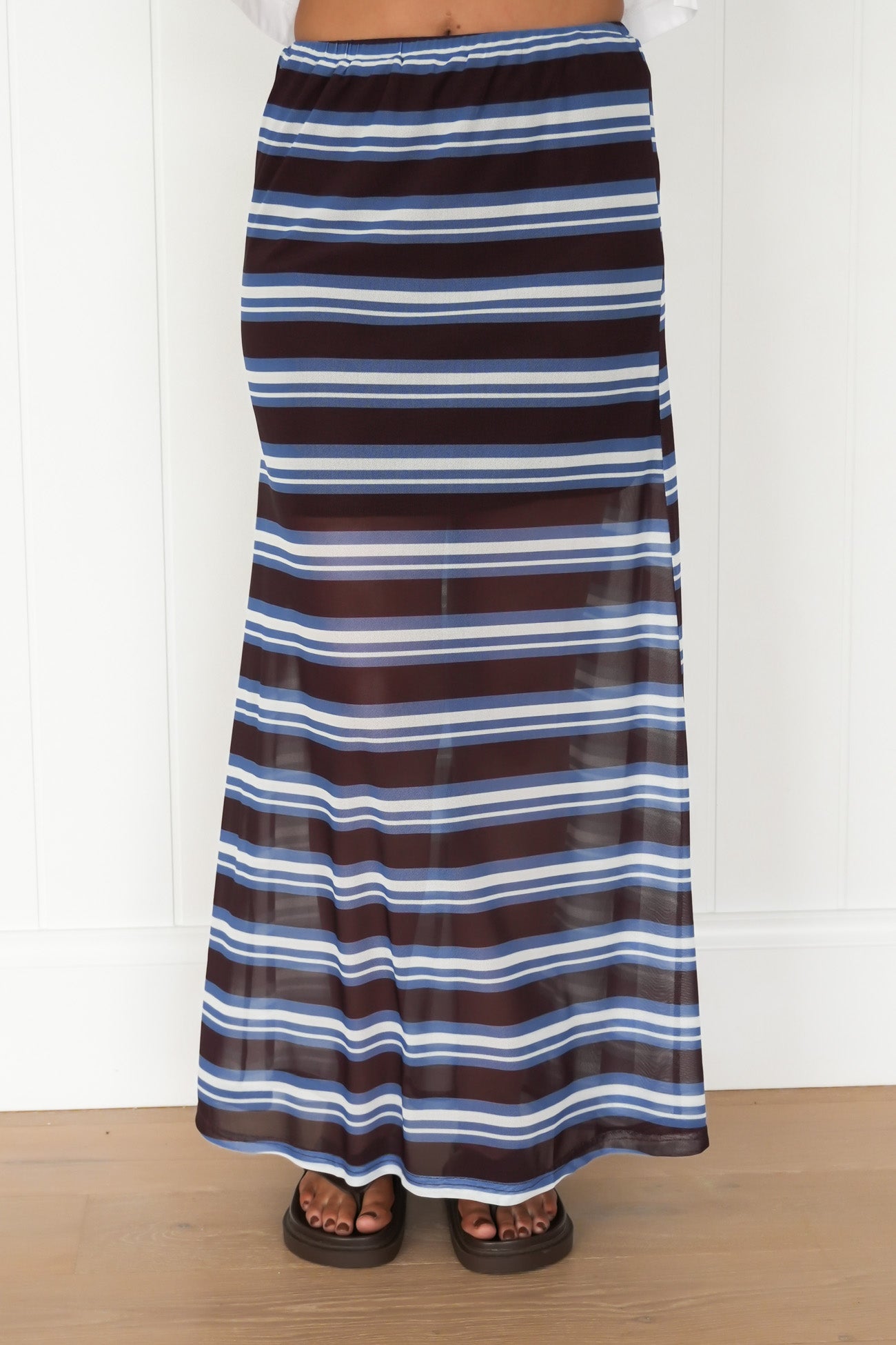 Elsie Maxi Skirt Blue Chocolate Stripe