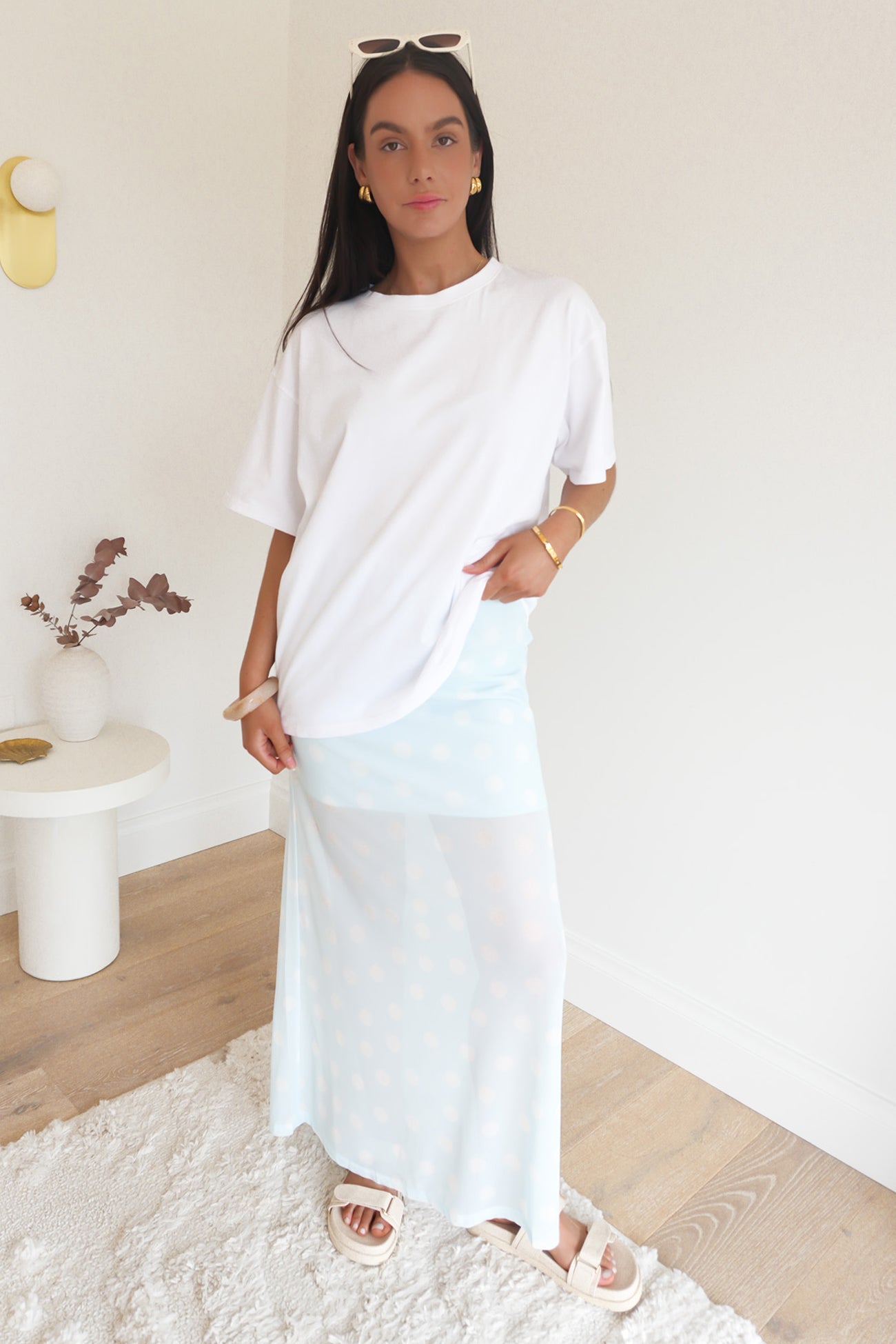 Elsie Maxi Skirt Blue Polka Dot