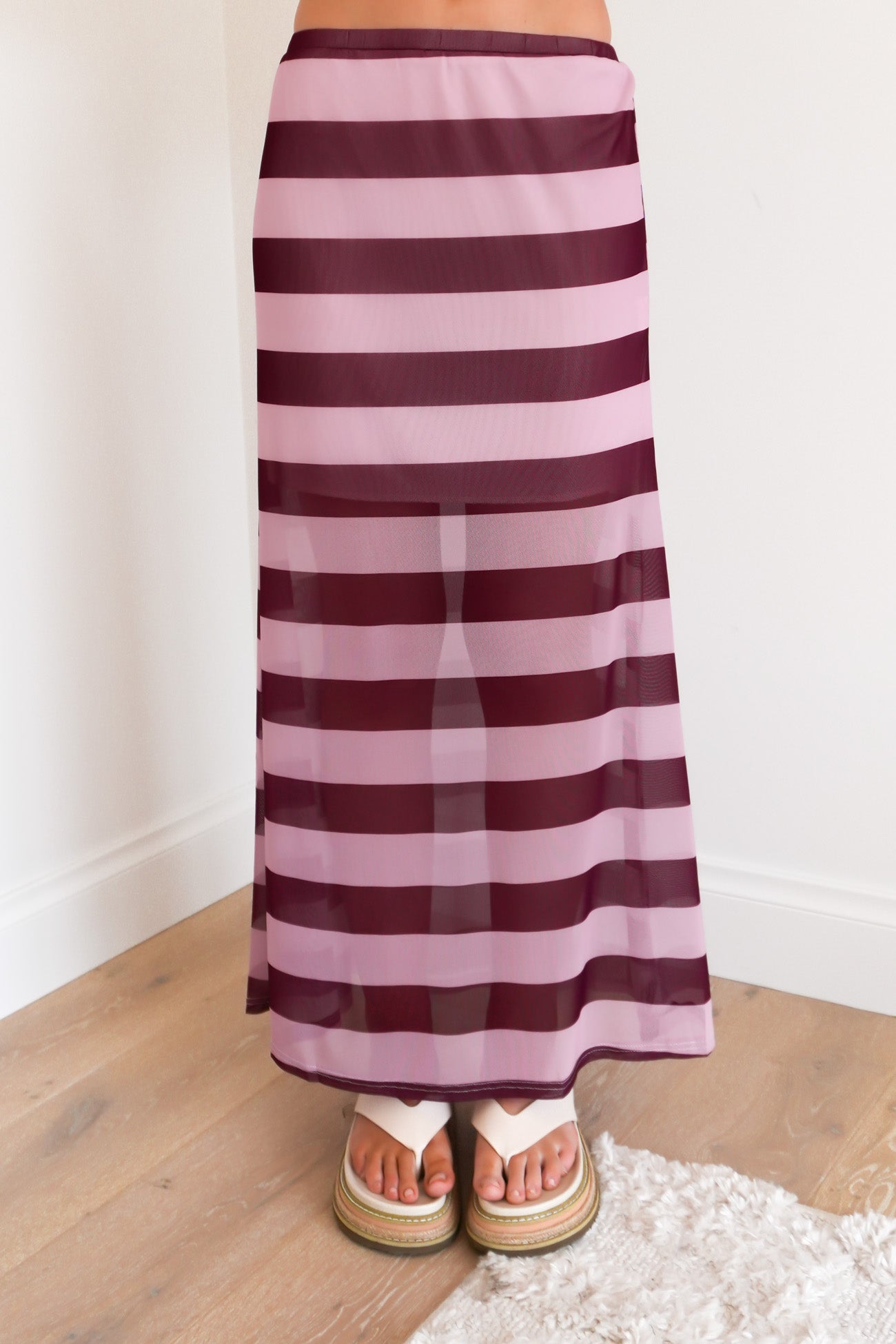 Elsie Maxi Skirt Pink Wine Stripe