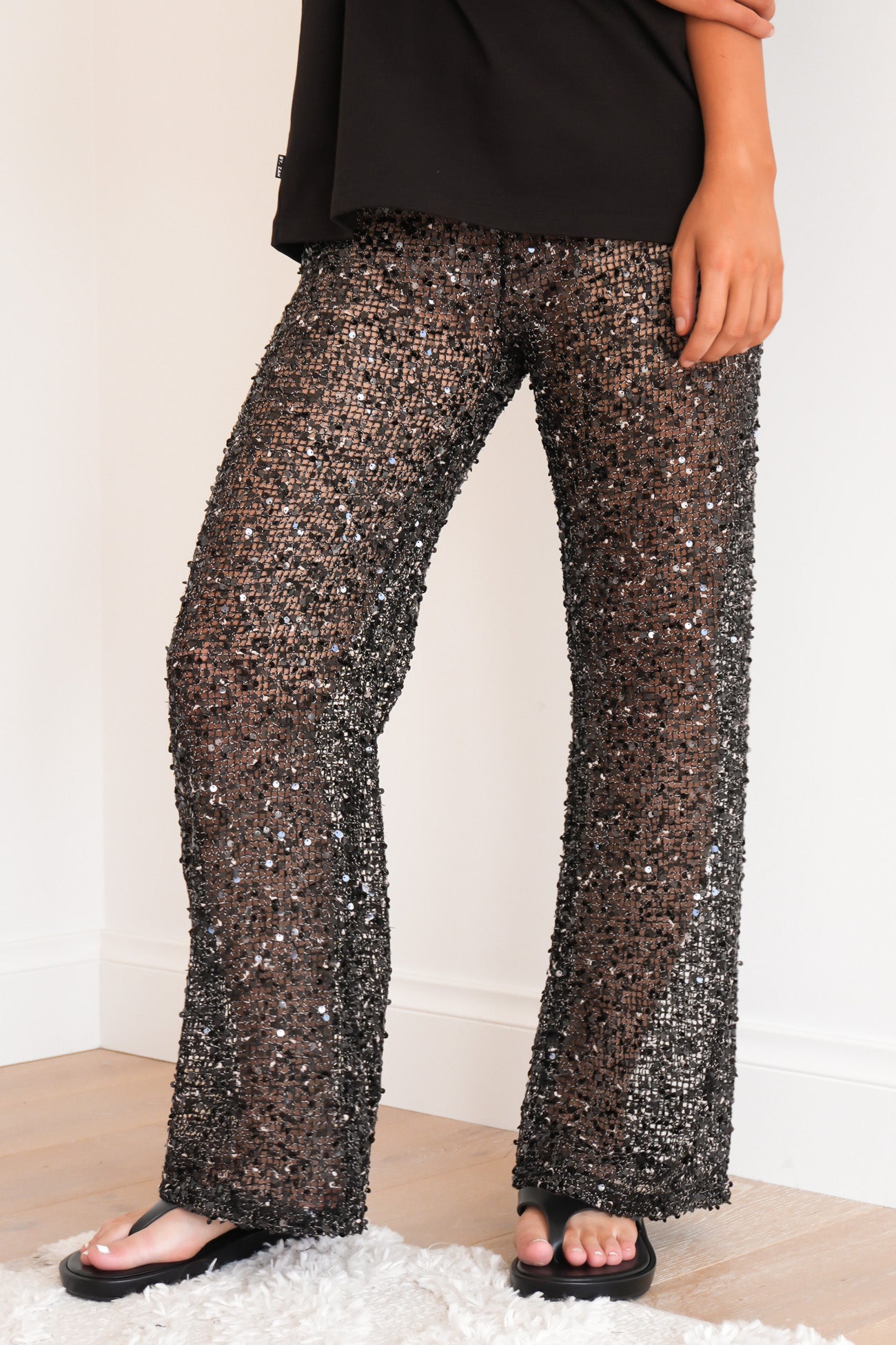 Elyse Sequin Pant Black