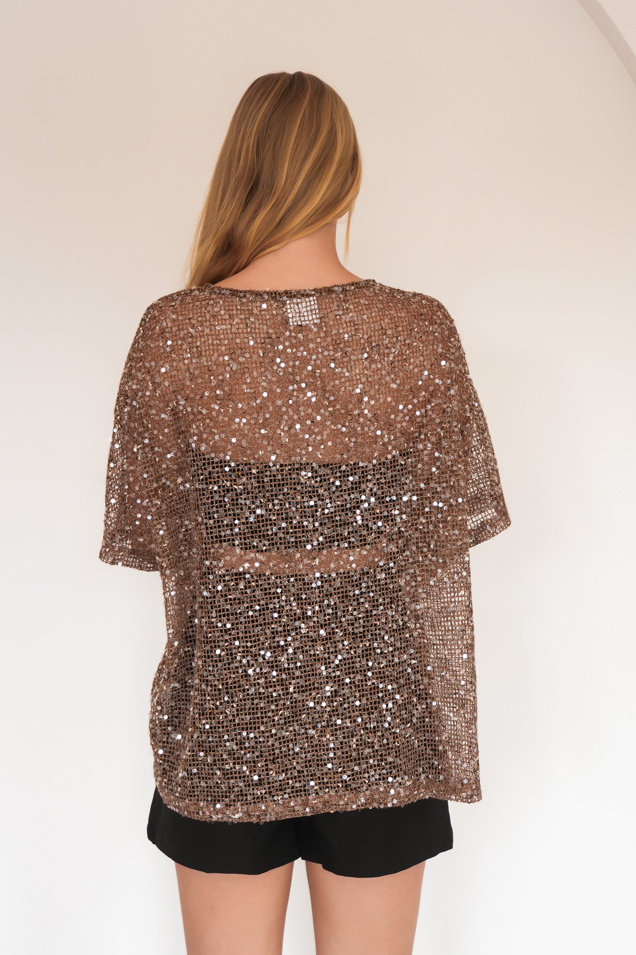 Elyse Sequin Tee Mocha