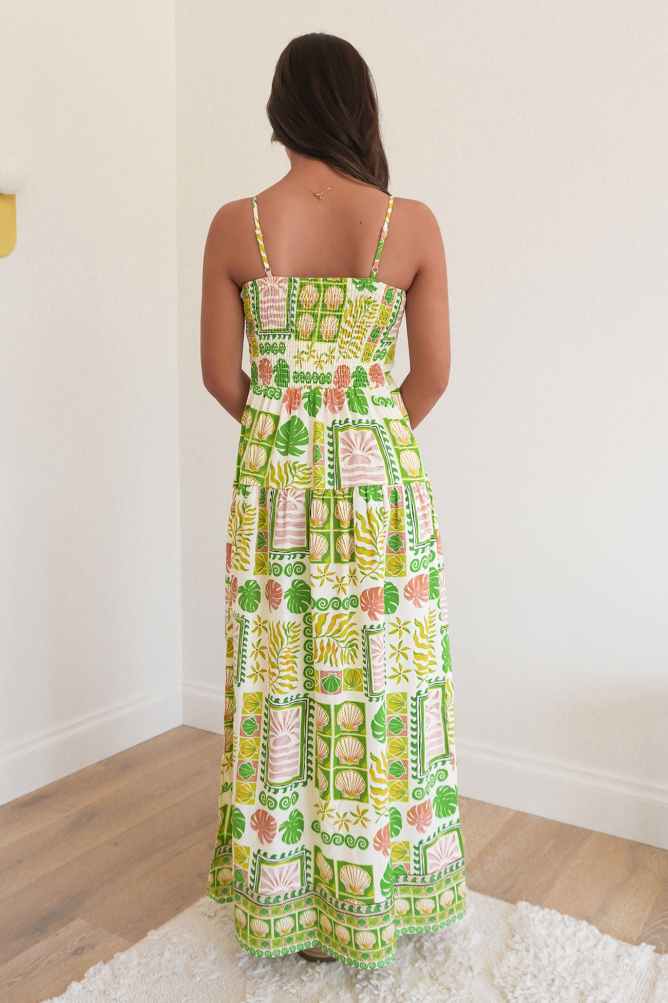 Emmett Maxi Dress Green Shell Patchwork