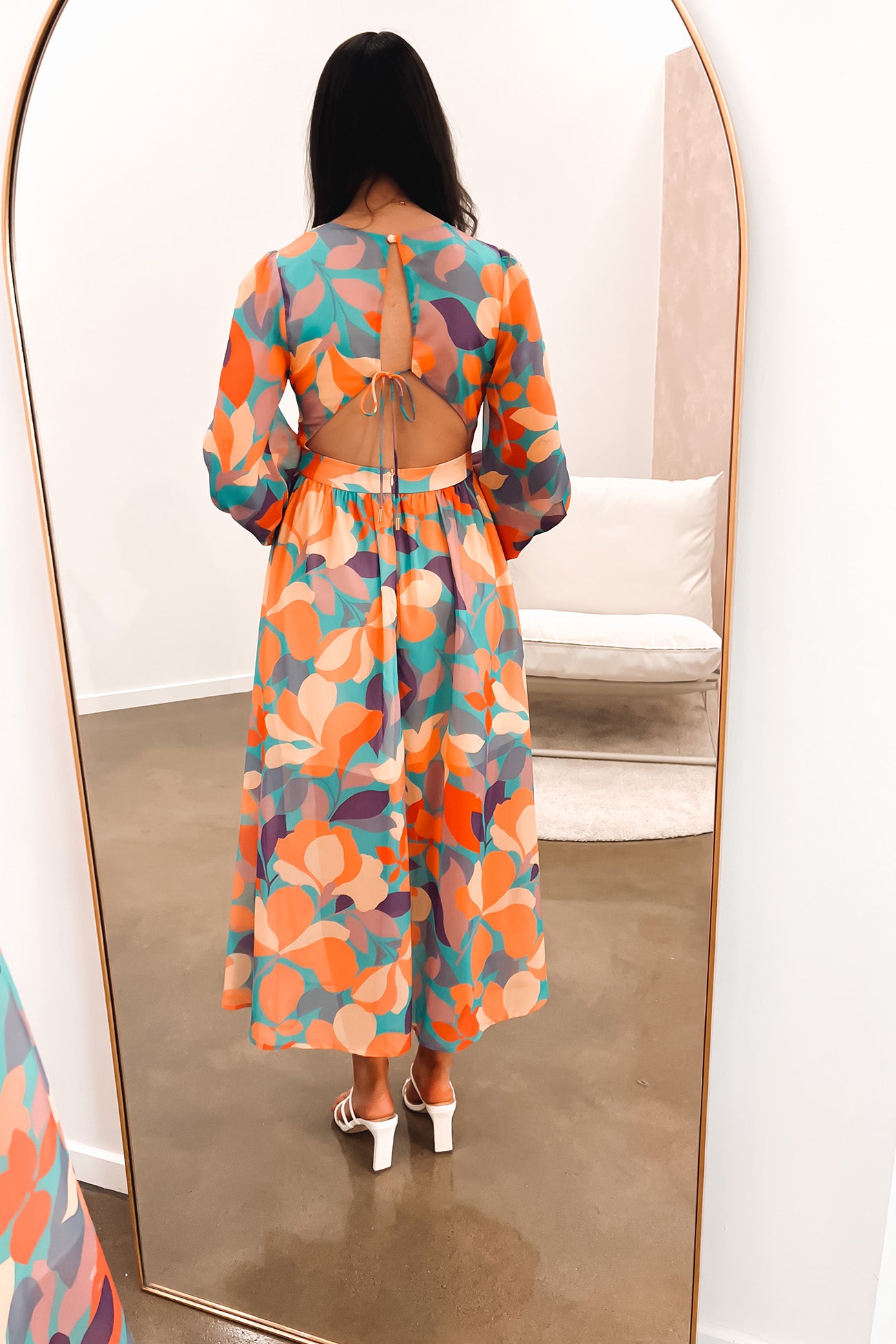 Emmett Midi Dress Orange Multi