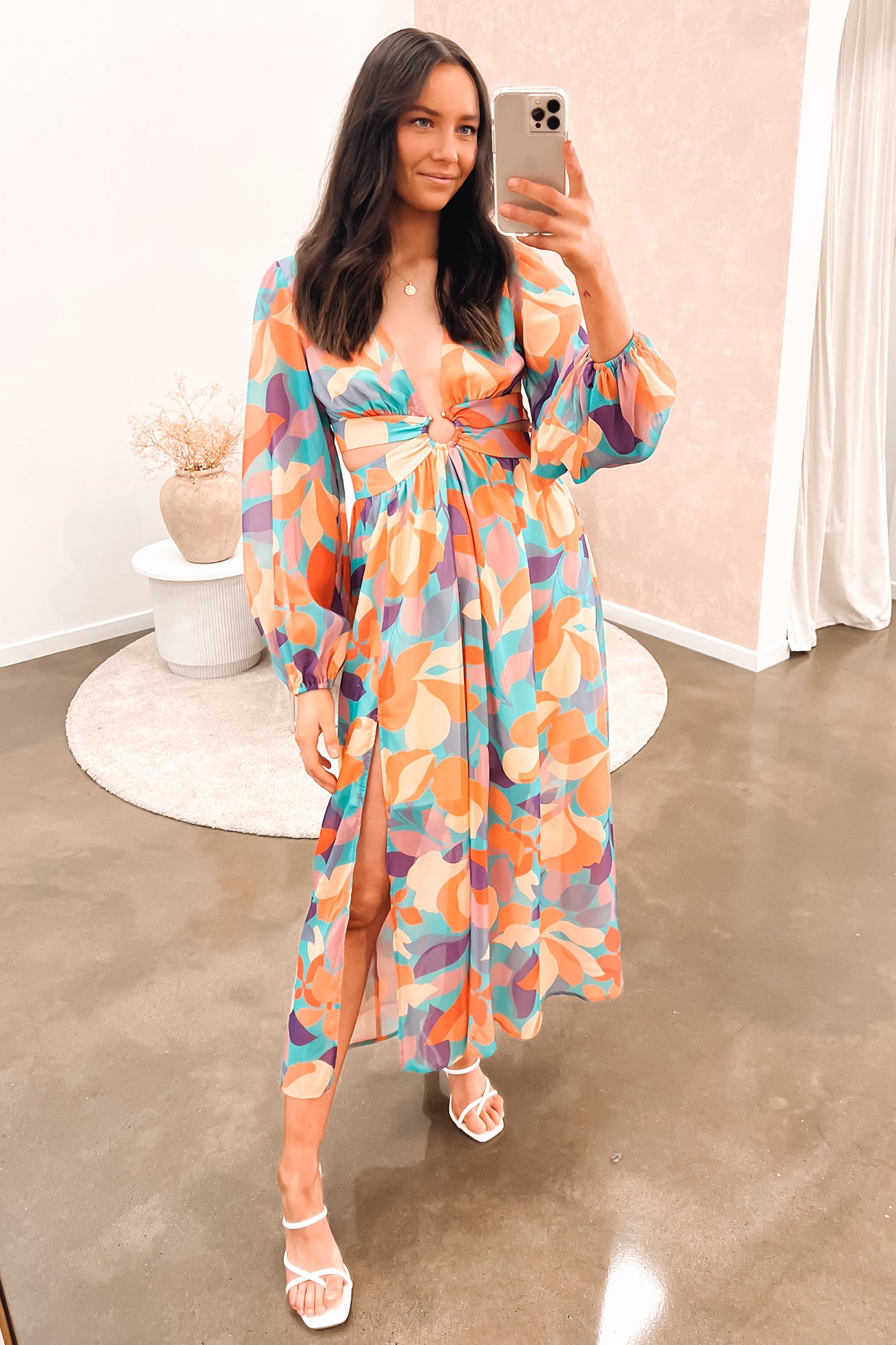 Emmett Midi Dress Orange Multi