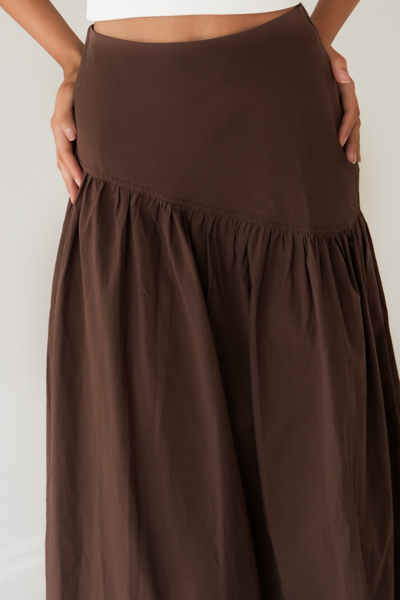Essential Asym Maxi Skirt Brown