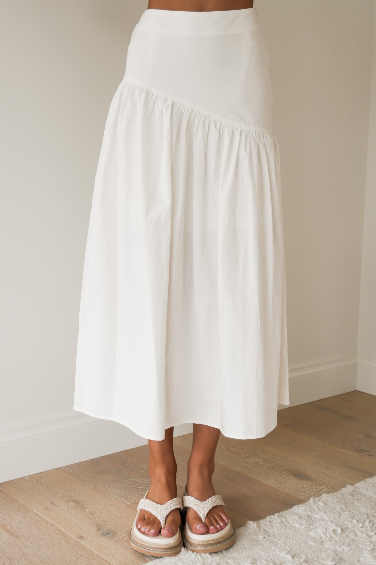 Essential Asym Maxi Skirt White