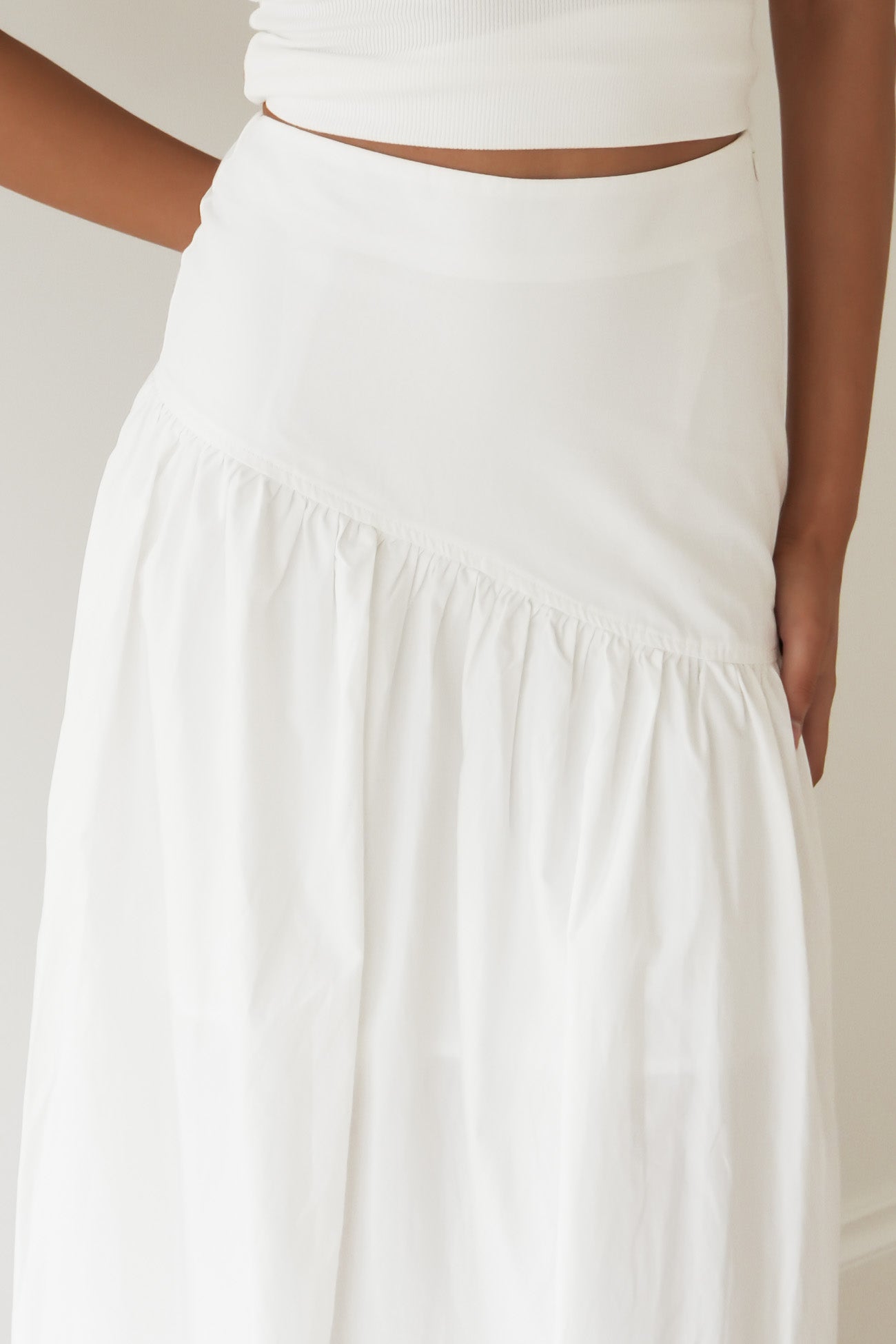 Essential Asym Maxi Skirt White