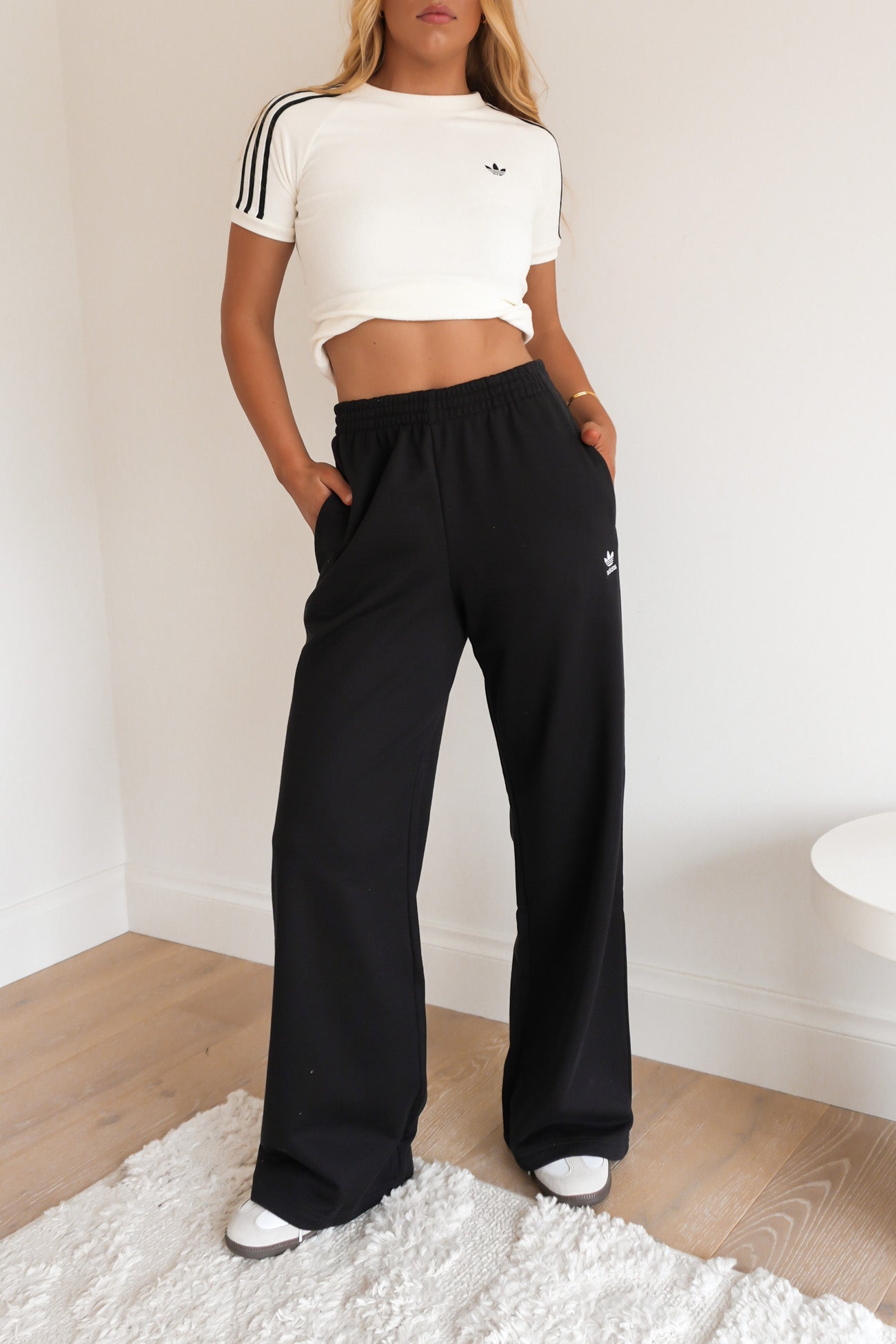 Essentials Wide Leg French Terry Pant Black