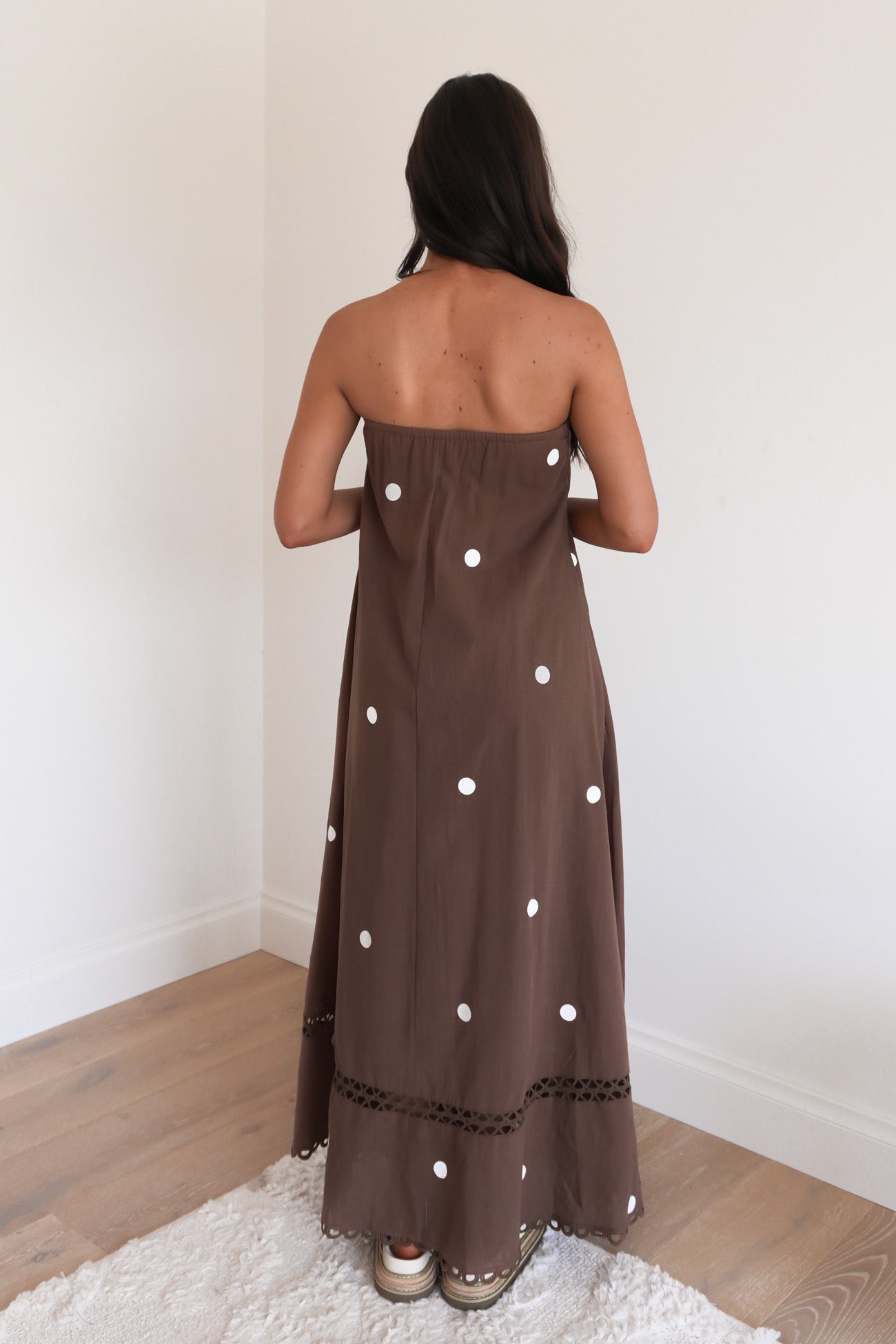 Estella Maxi Dress Chocolate Polka Dot