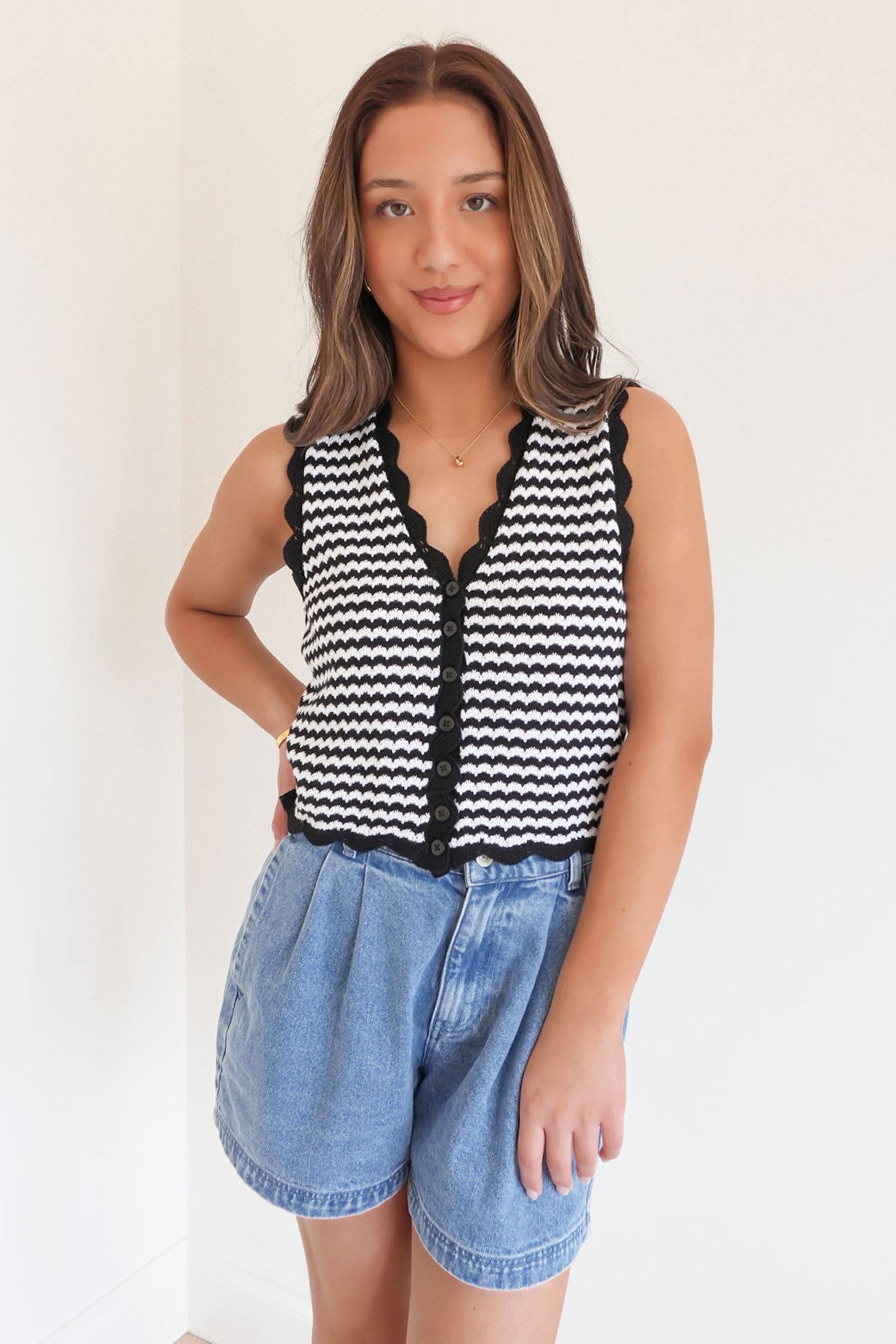 Kira Stripe Knit Vest