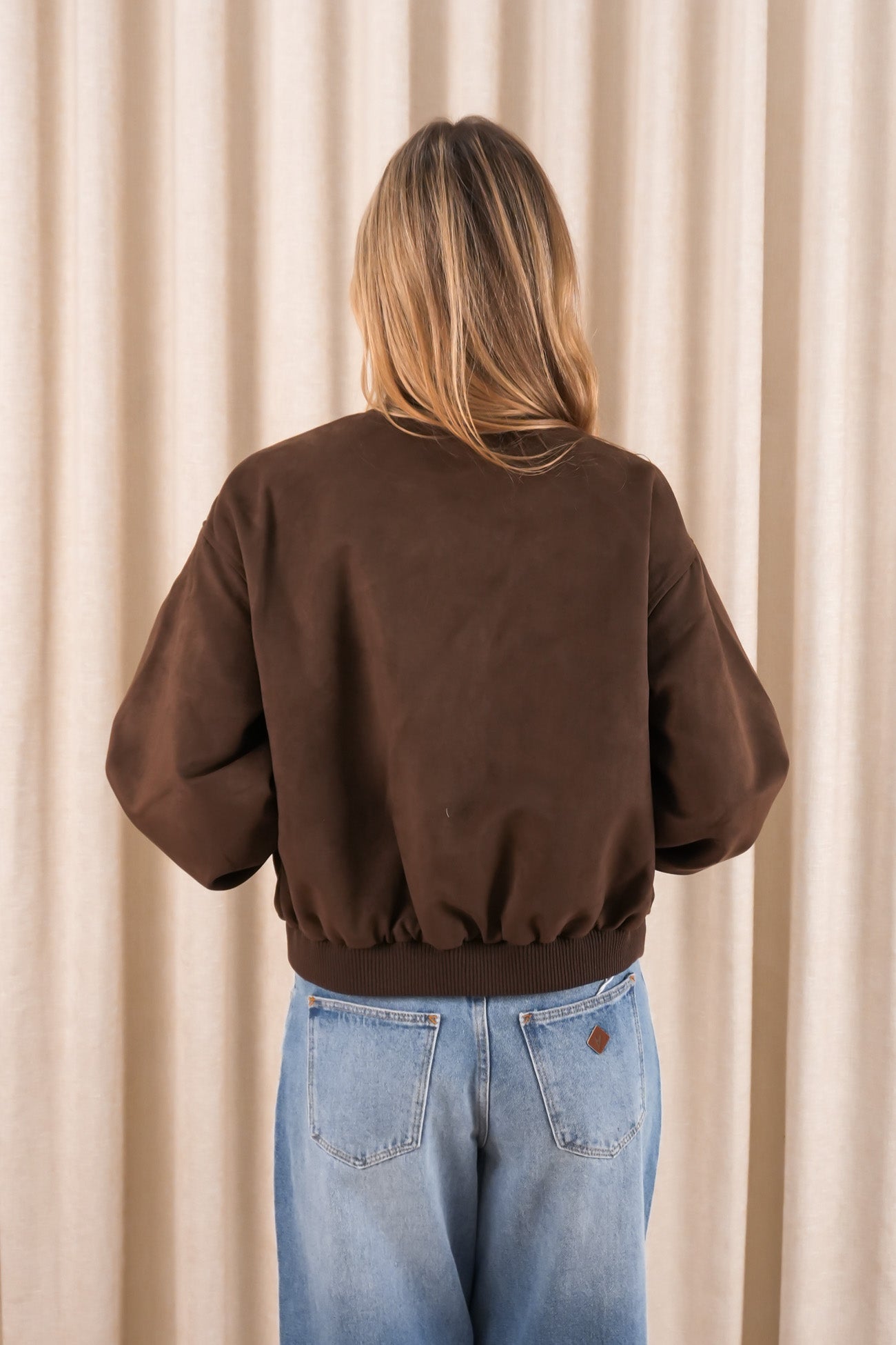 Evie Suede Bomber Chocolate