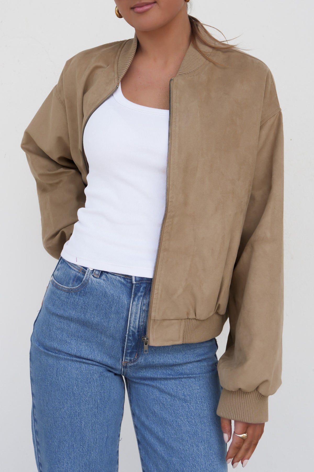 Evie Suede Bomber Sand