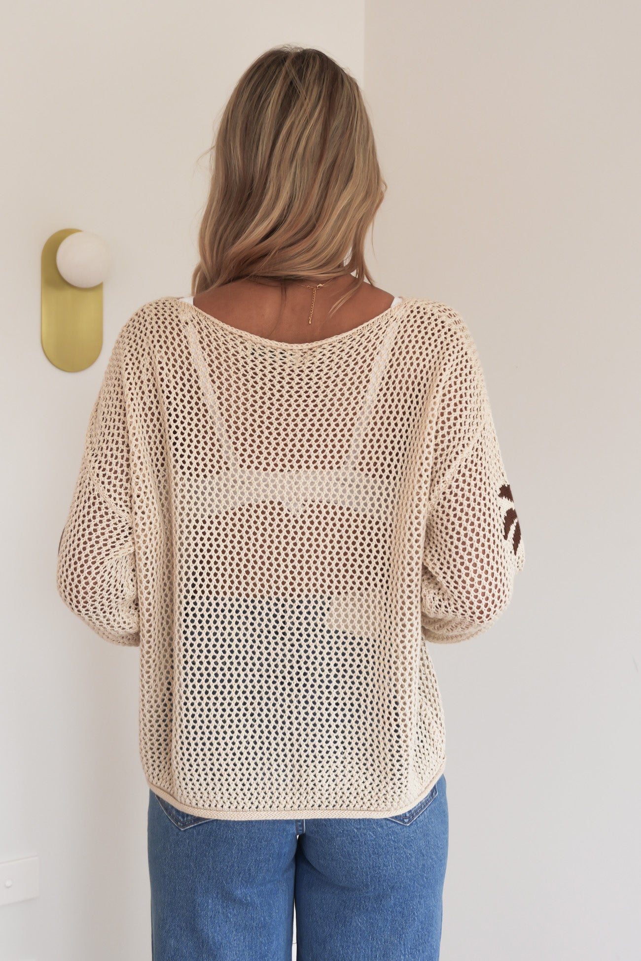 Ezrah Crochet Top Beige Palm