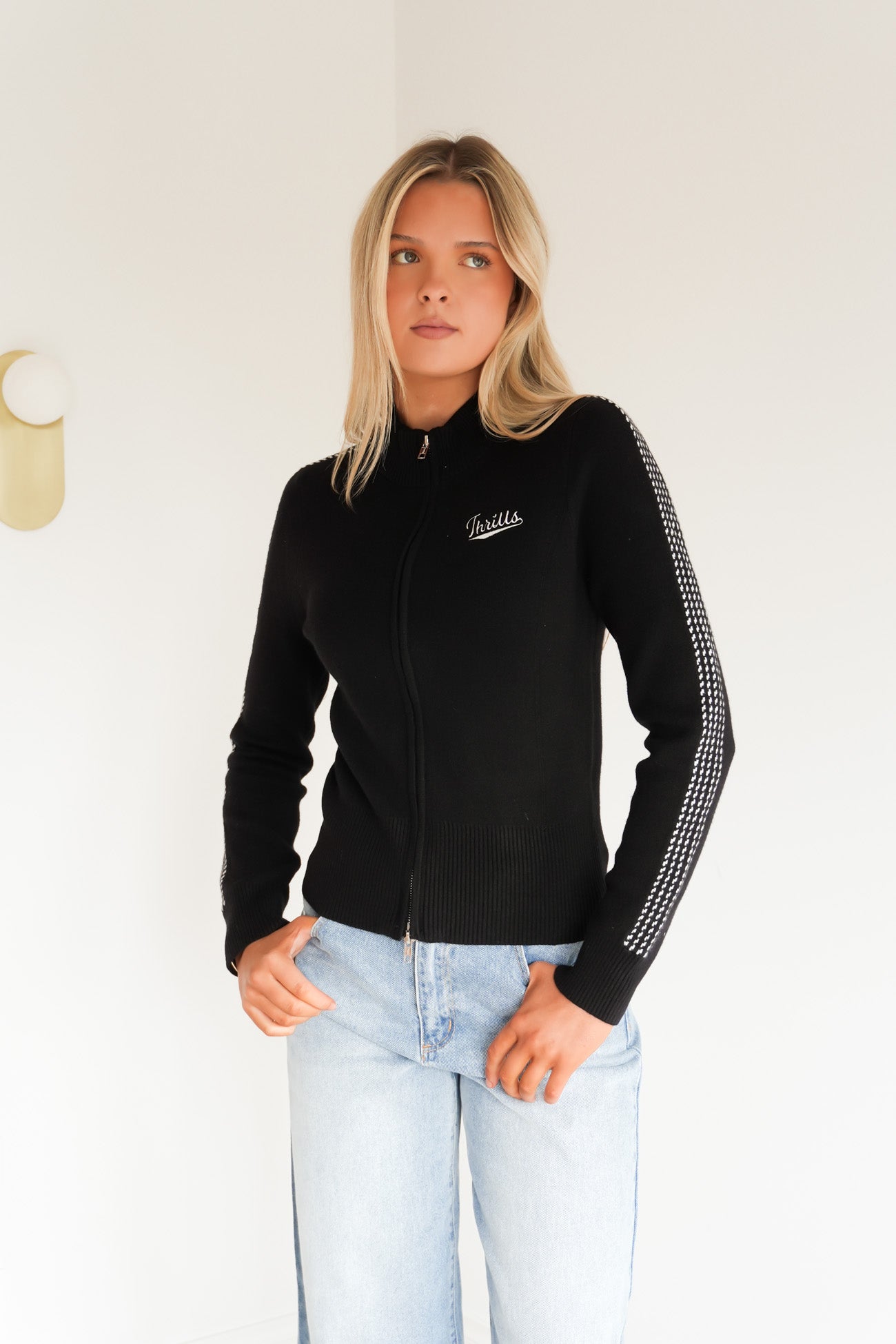 Final Call Zip Knit Sweater Black