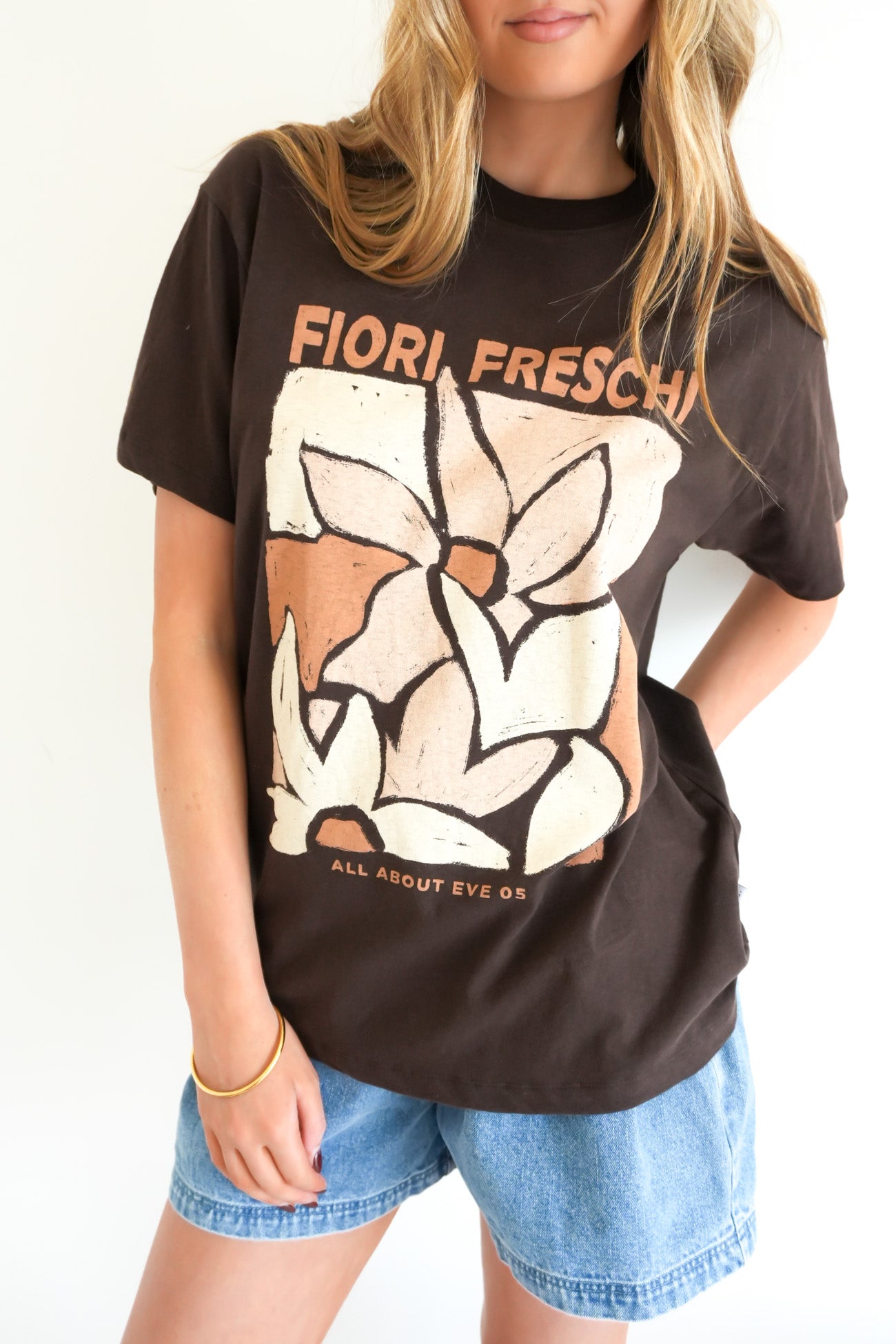 Fiori Freschi Relaxed Tee Brown