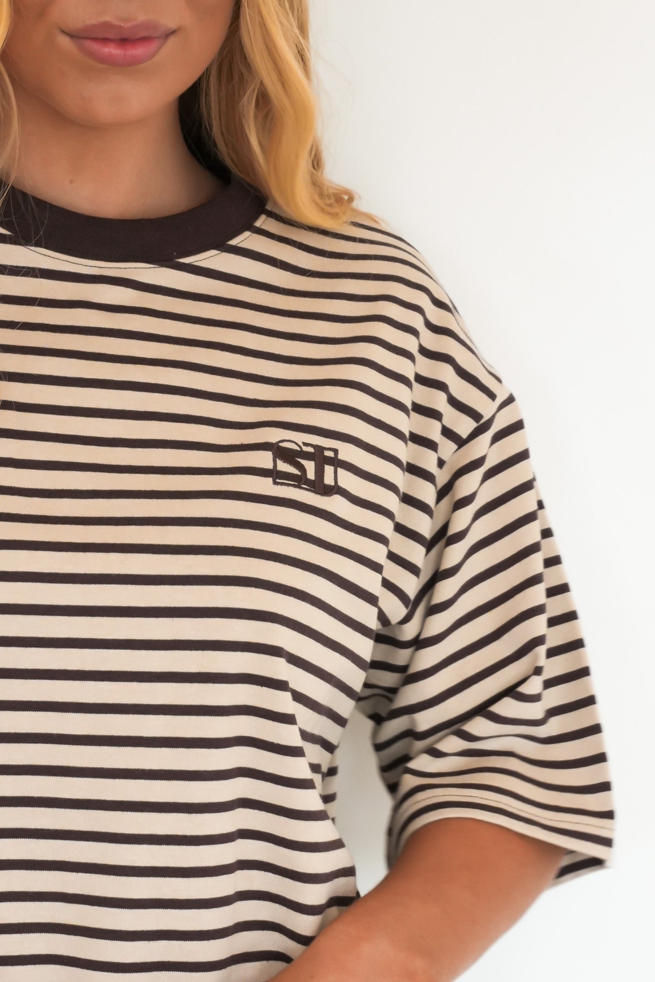 Foundation Stripe Short Sleeve Tee Chocolate