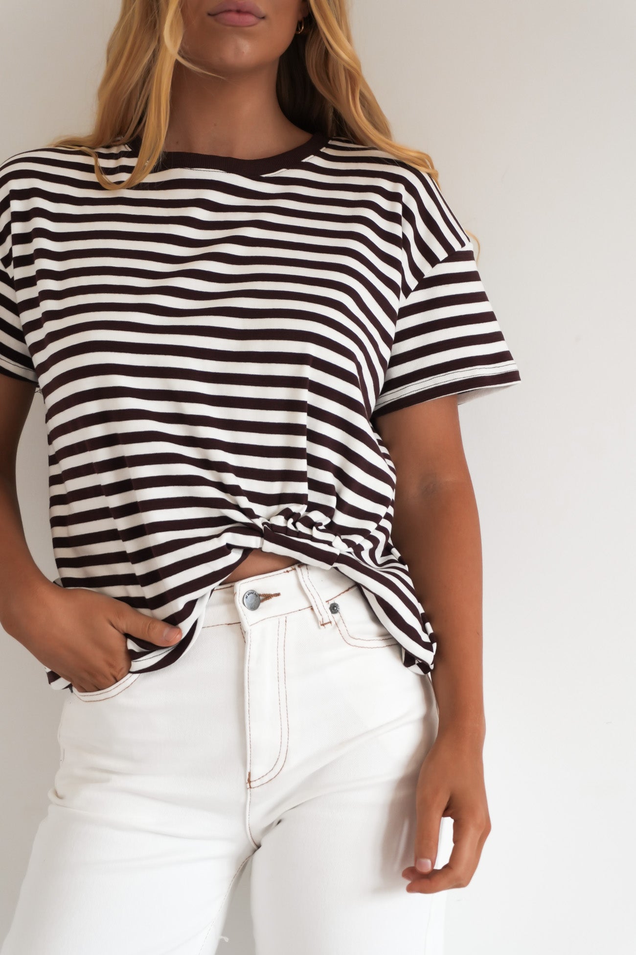 Franco Stripe Tee Chocolate