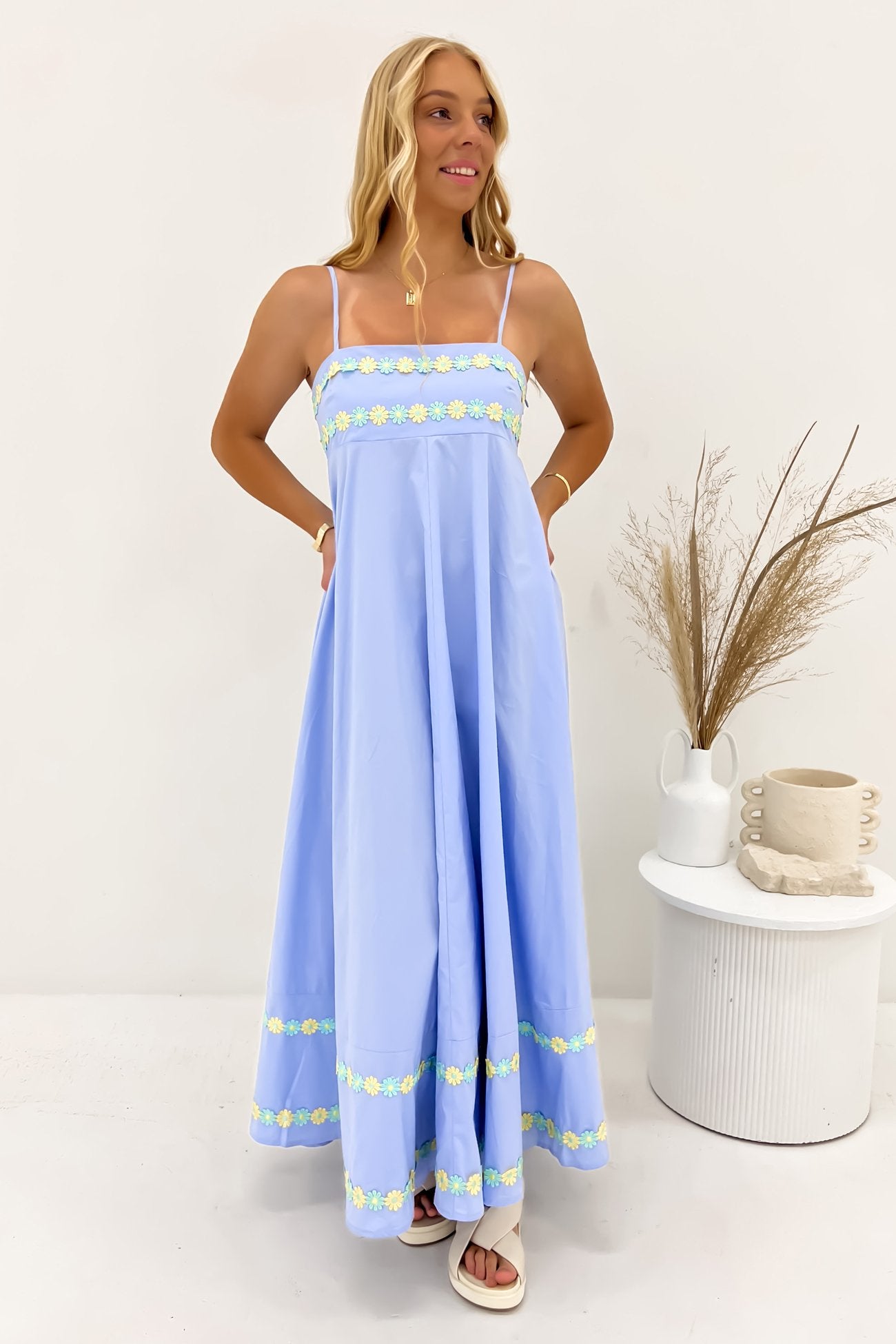 Gemma Maxi Dress Blue Flowers