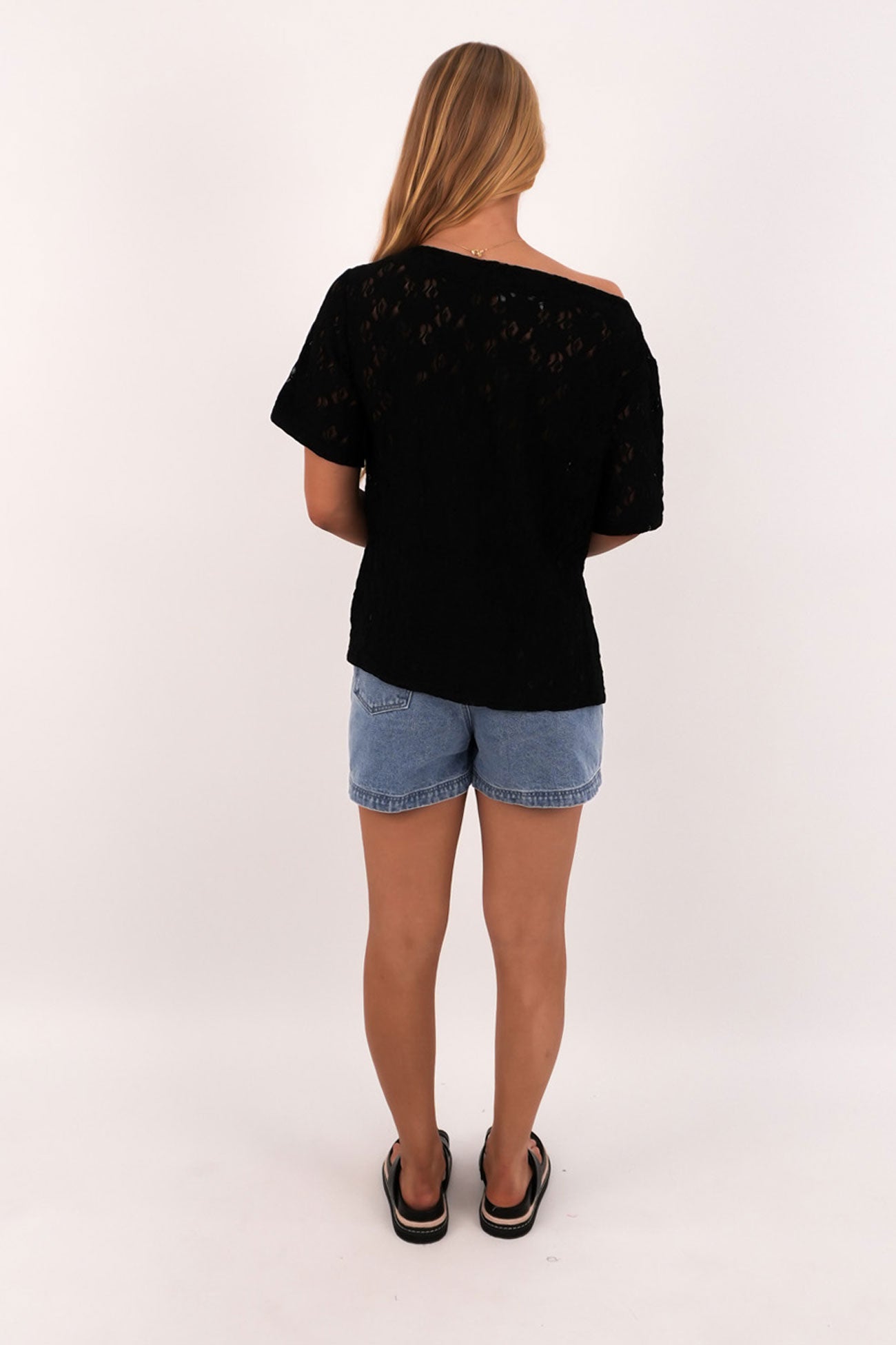 Giorgia Lace Tee Black