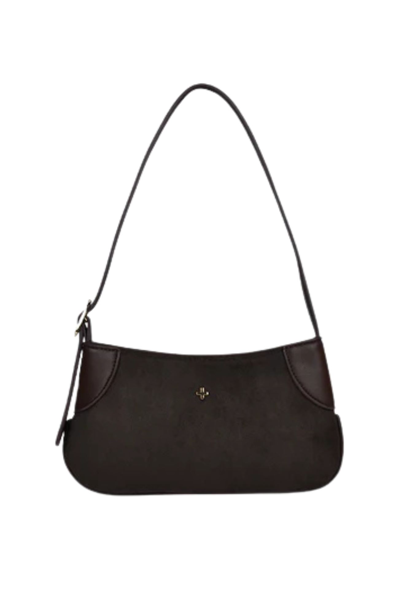 Glinda Bag Chocolate Faux Suede Gold