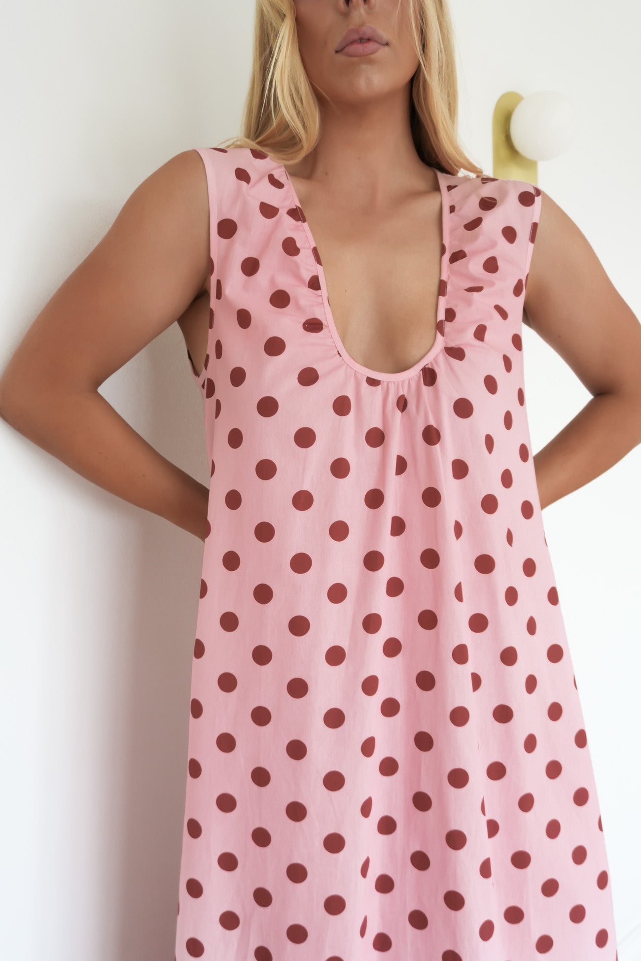 Gloria Maxi Dress Pink Polka Dot