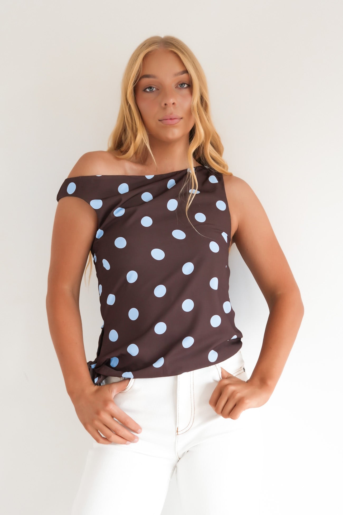 Grace Top Chocolate Polka Dot