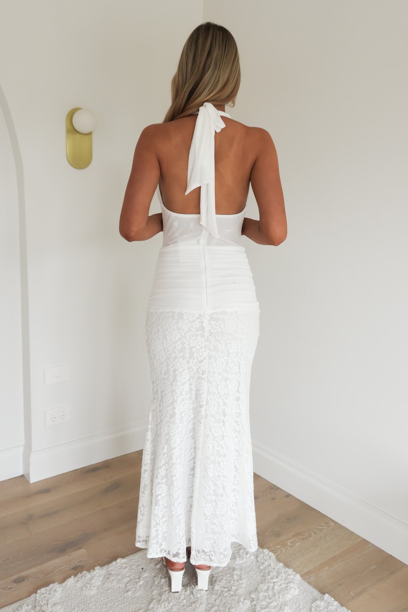 Hanna Lace Halter Maxi Dress White