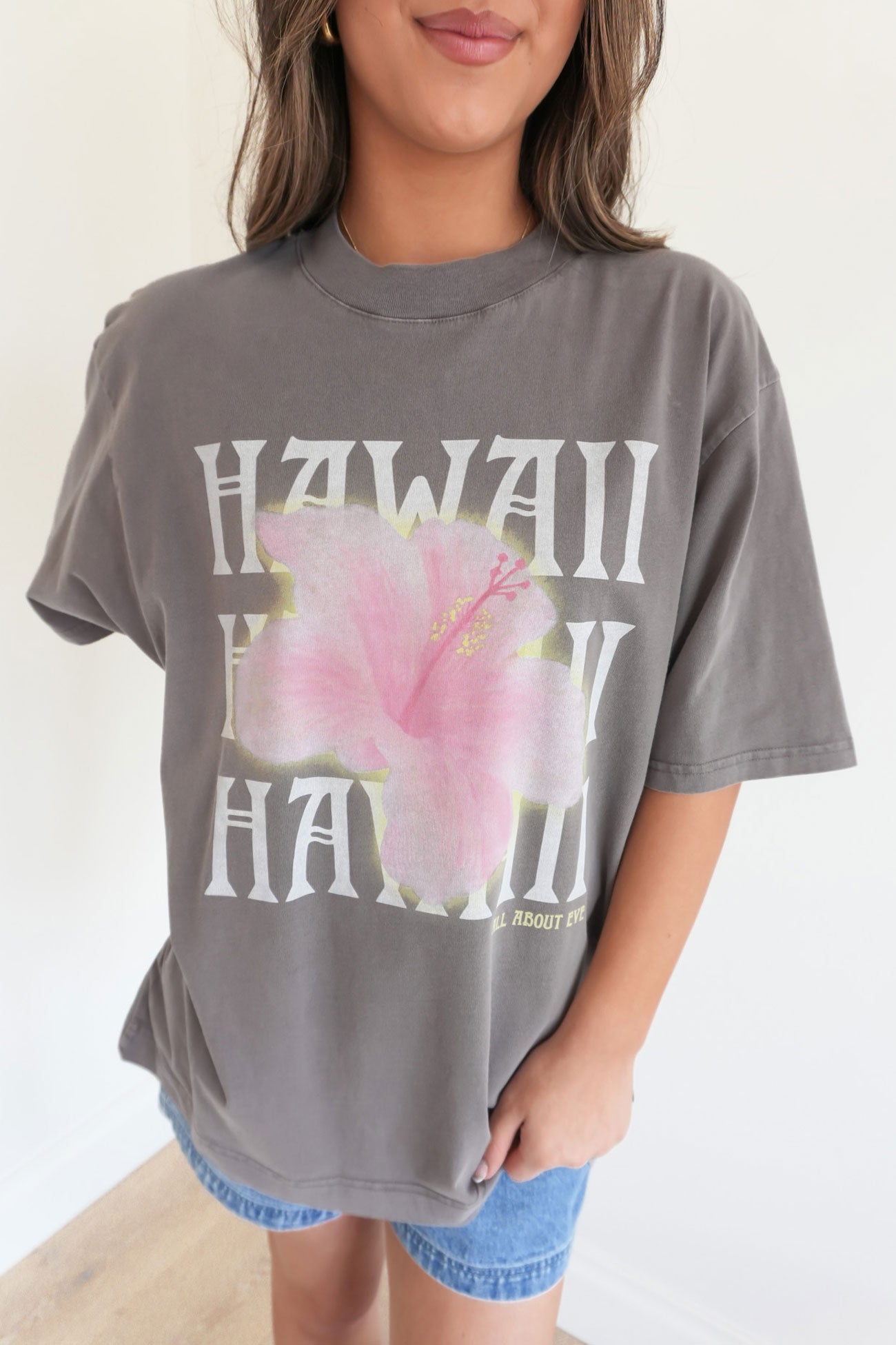 Hawaii Oversized Tee Charcoal