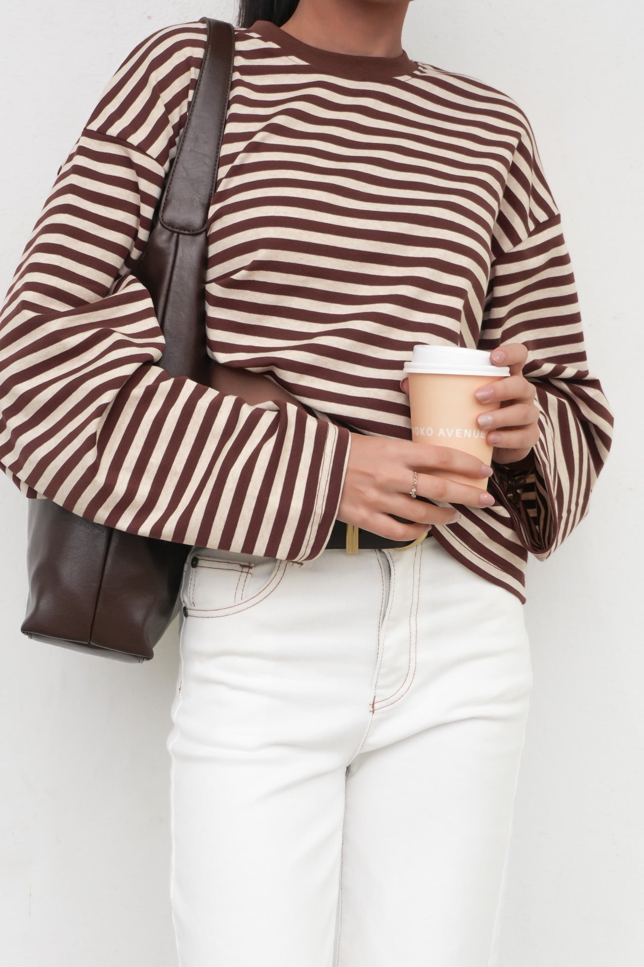 Haylee Long Sleeve Stripe Tee Brown