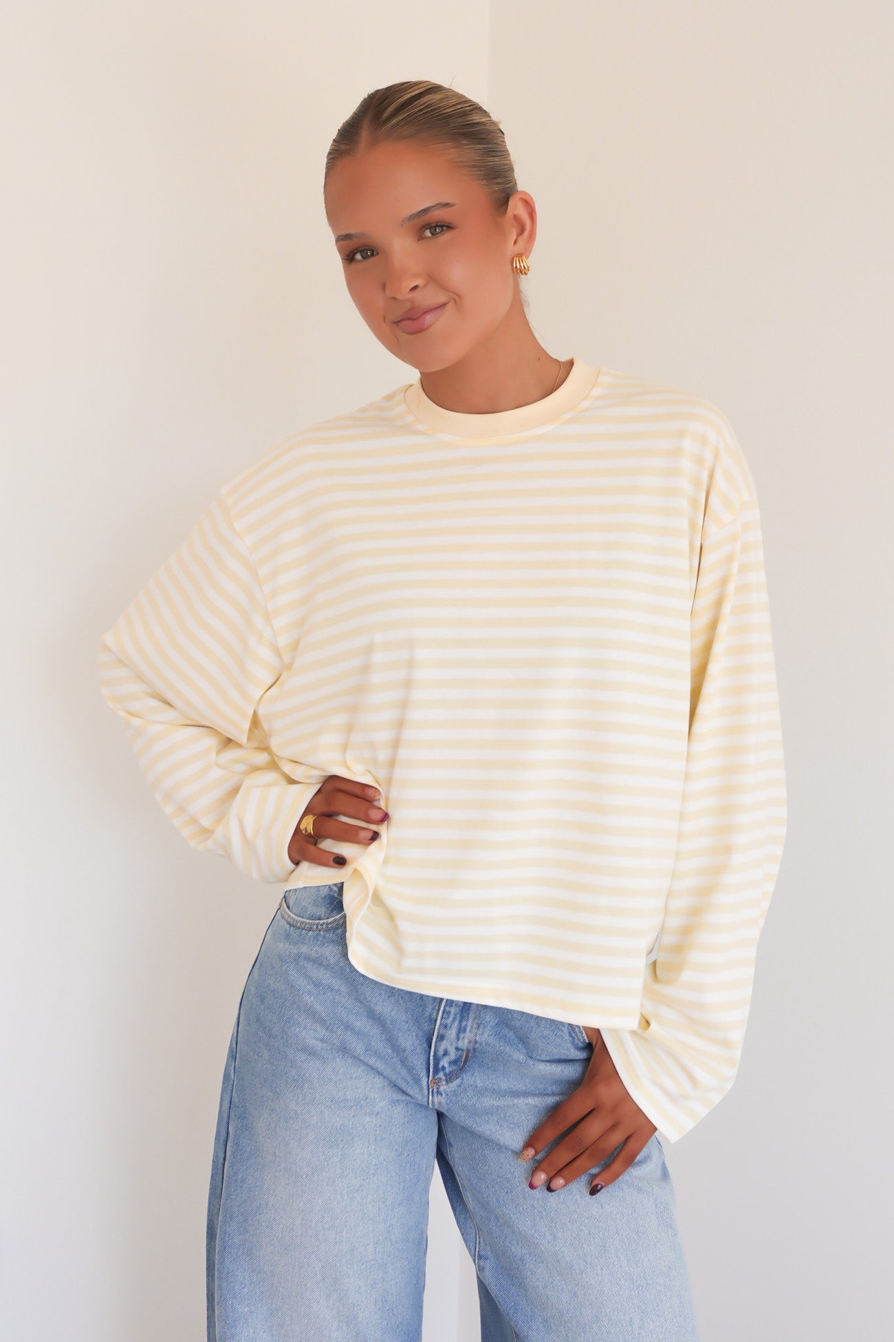Haylee Long Sleeve Stripe Tee Lemon