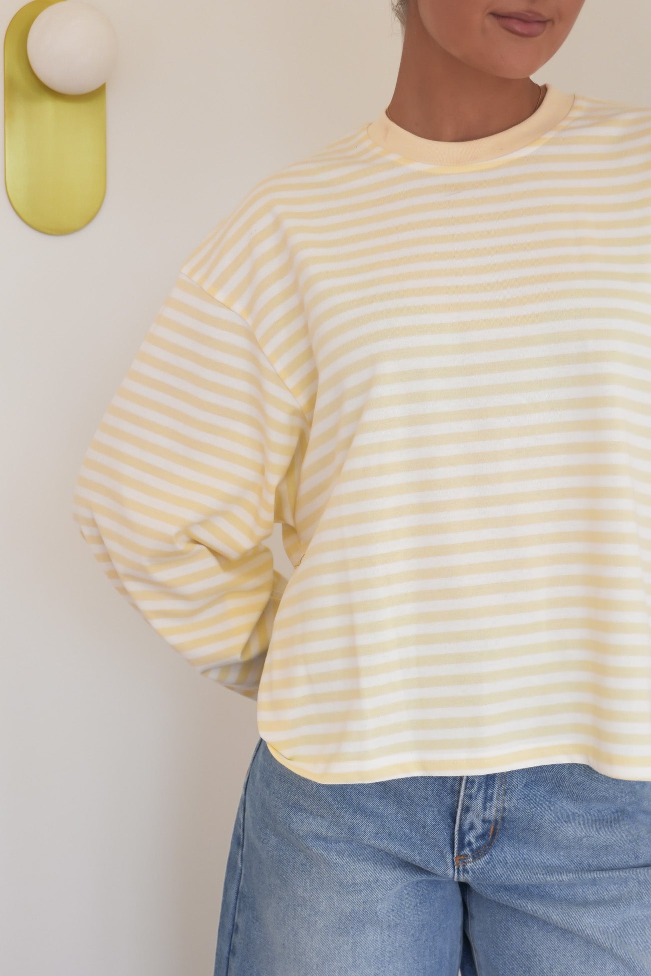 Haylee Long Sleeve Stripe Tee Lemon