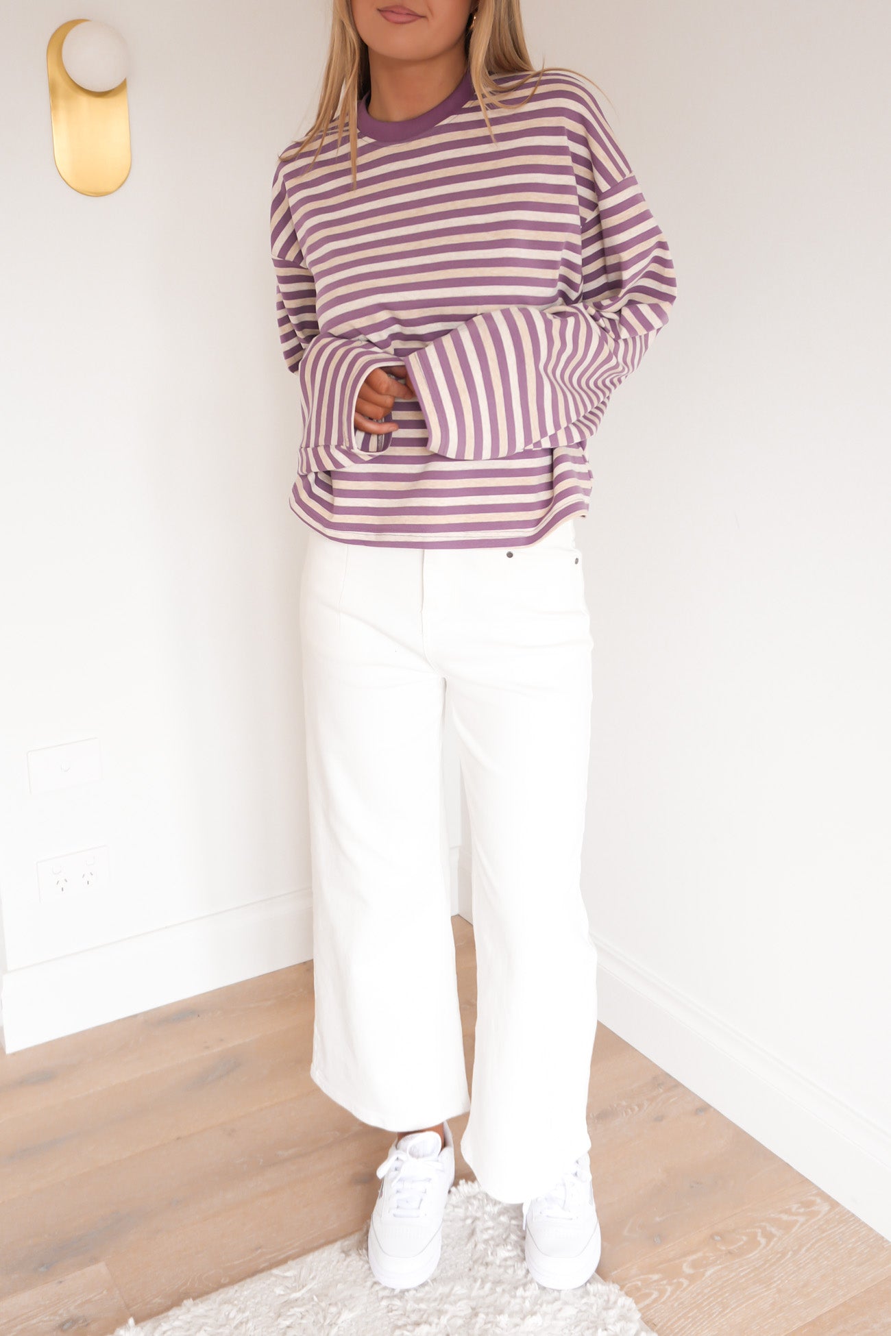 Haylee Long Sleeve Stripe Tee Purple