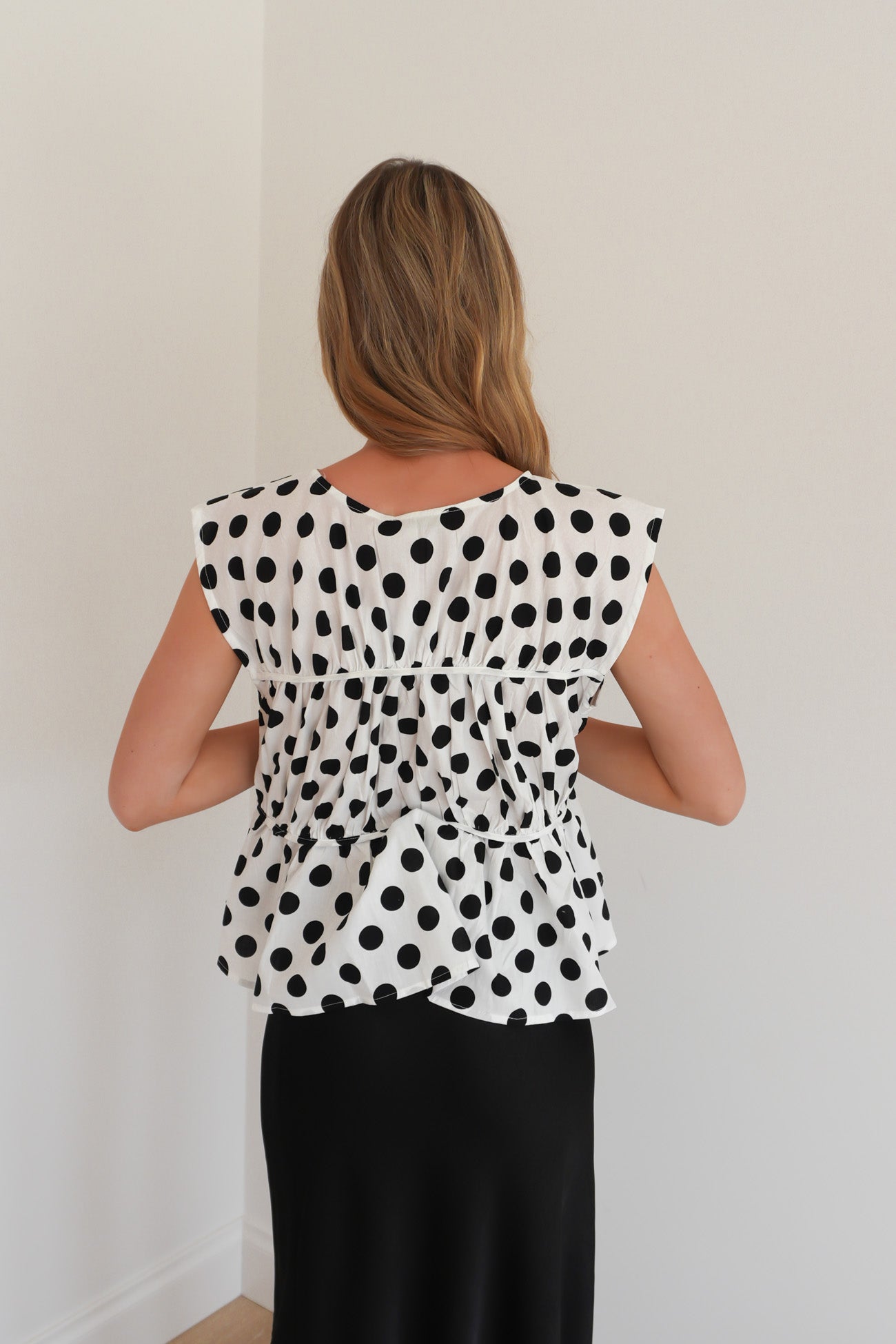 Hayley Top White Polka Dot
