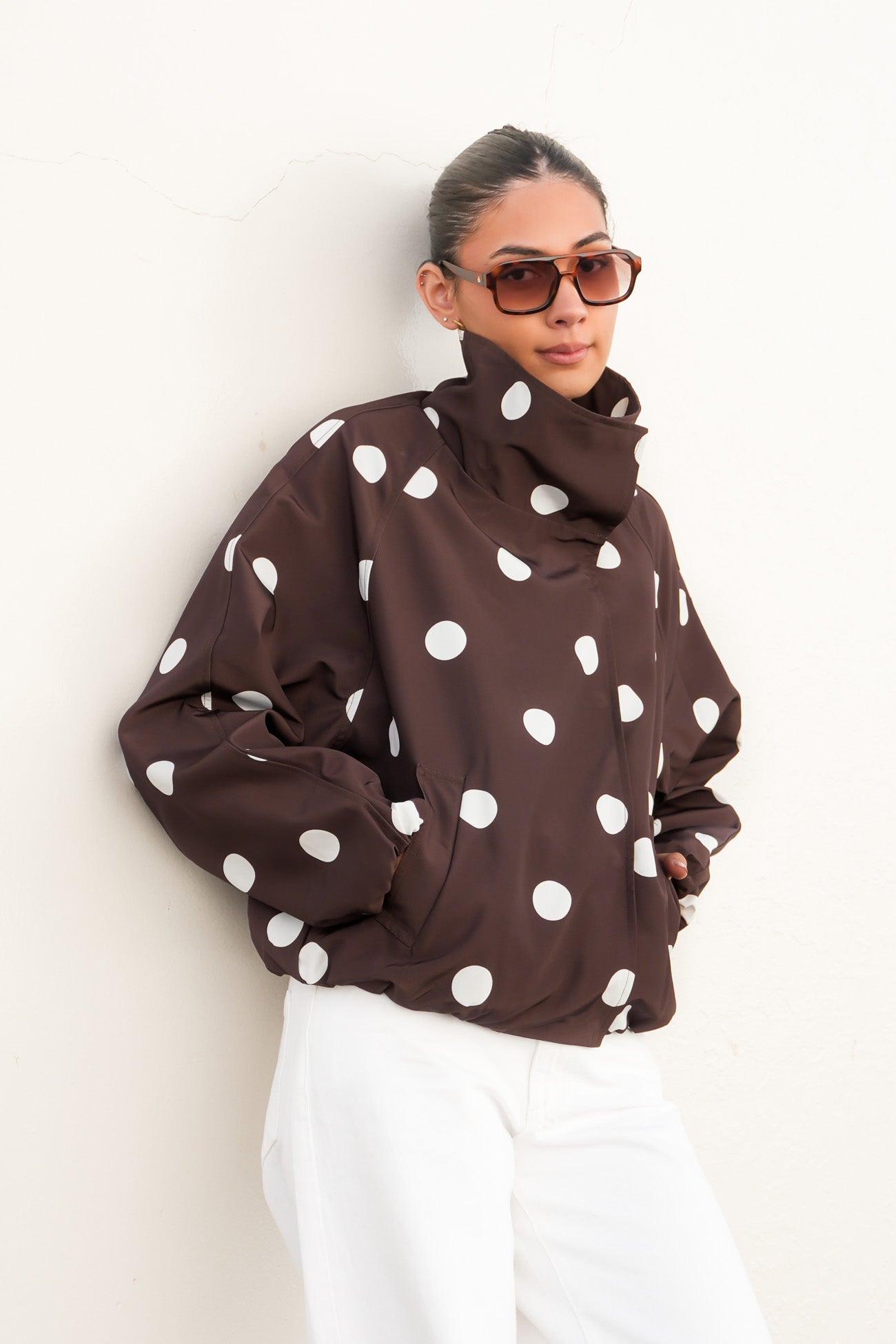 Heidi Jacket Brown Polka Dot