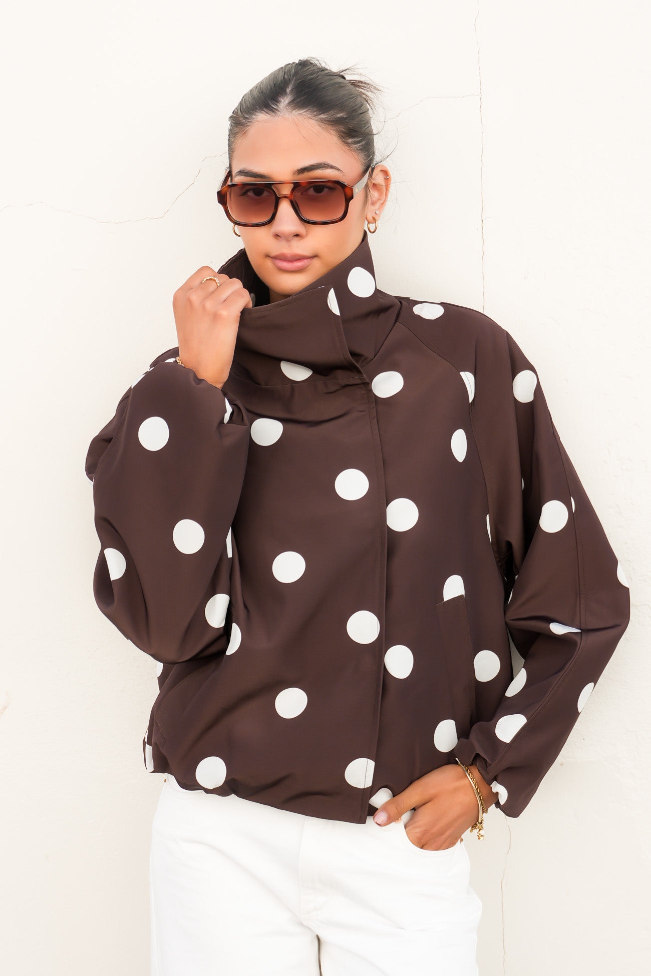 Heidi Jacket Brown Polka Dot