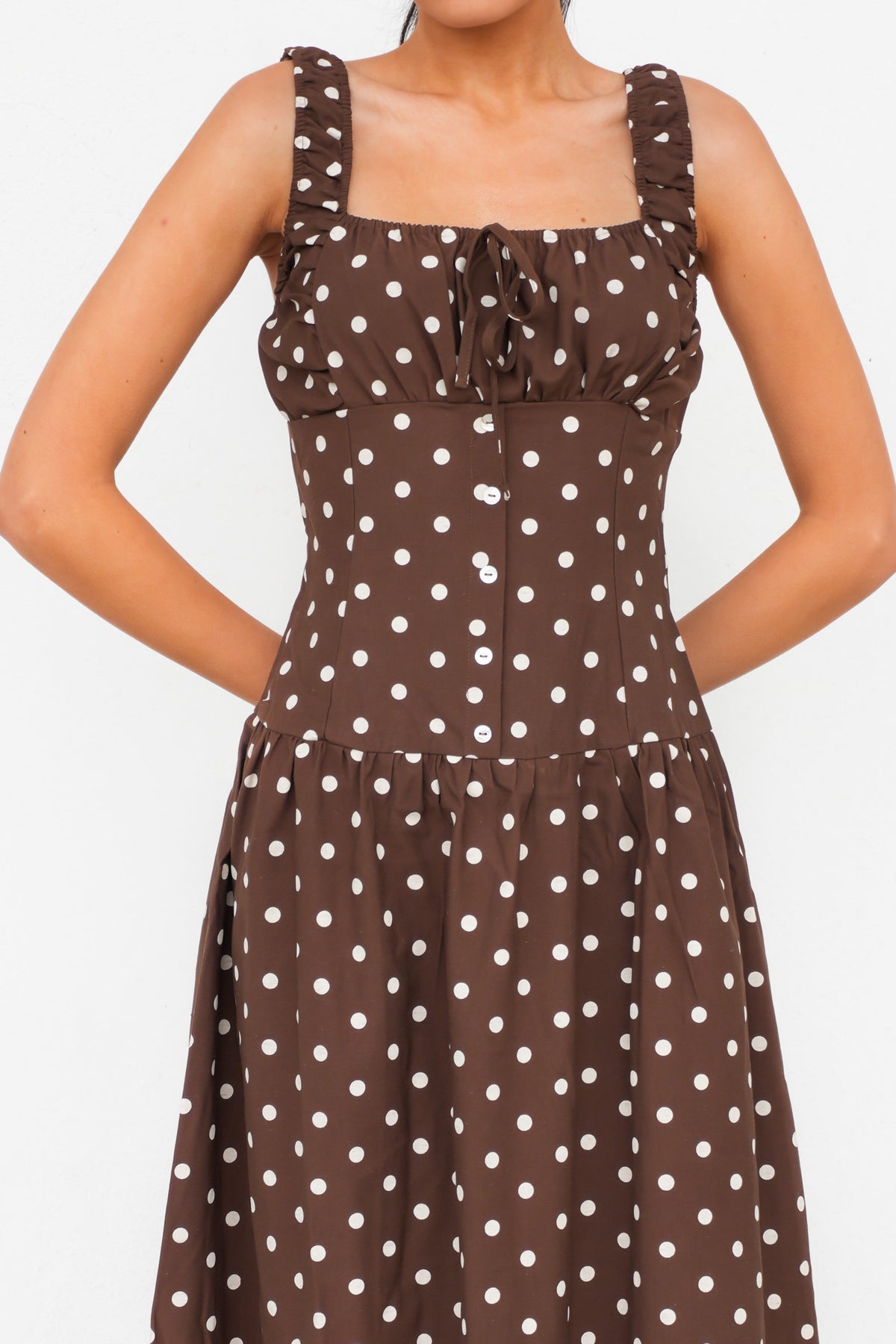 Hellen Maxi Dress Brown Polka Dot