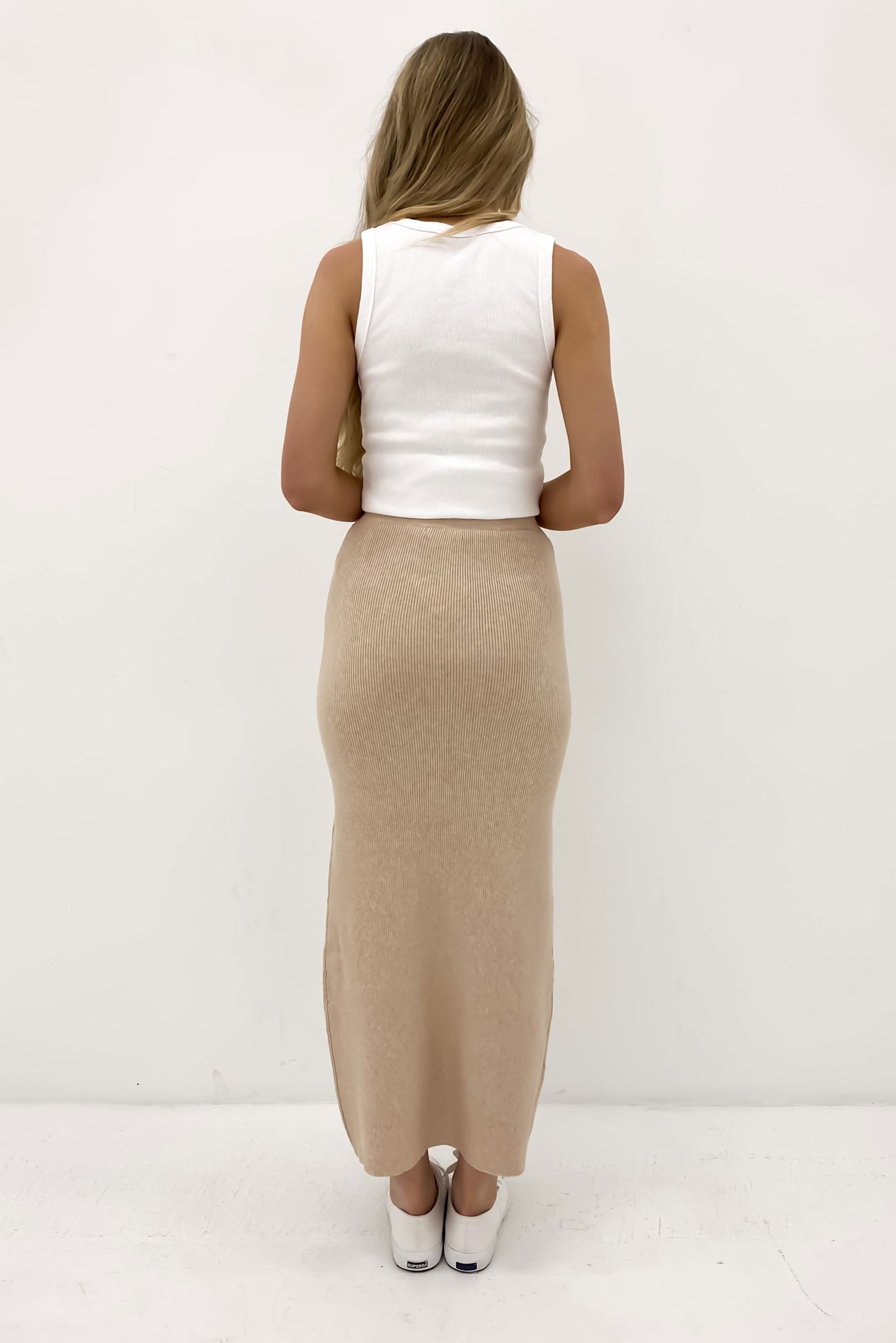 Henley Knit Skirt Oatmeal