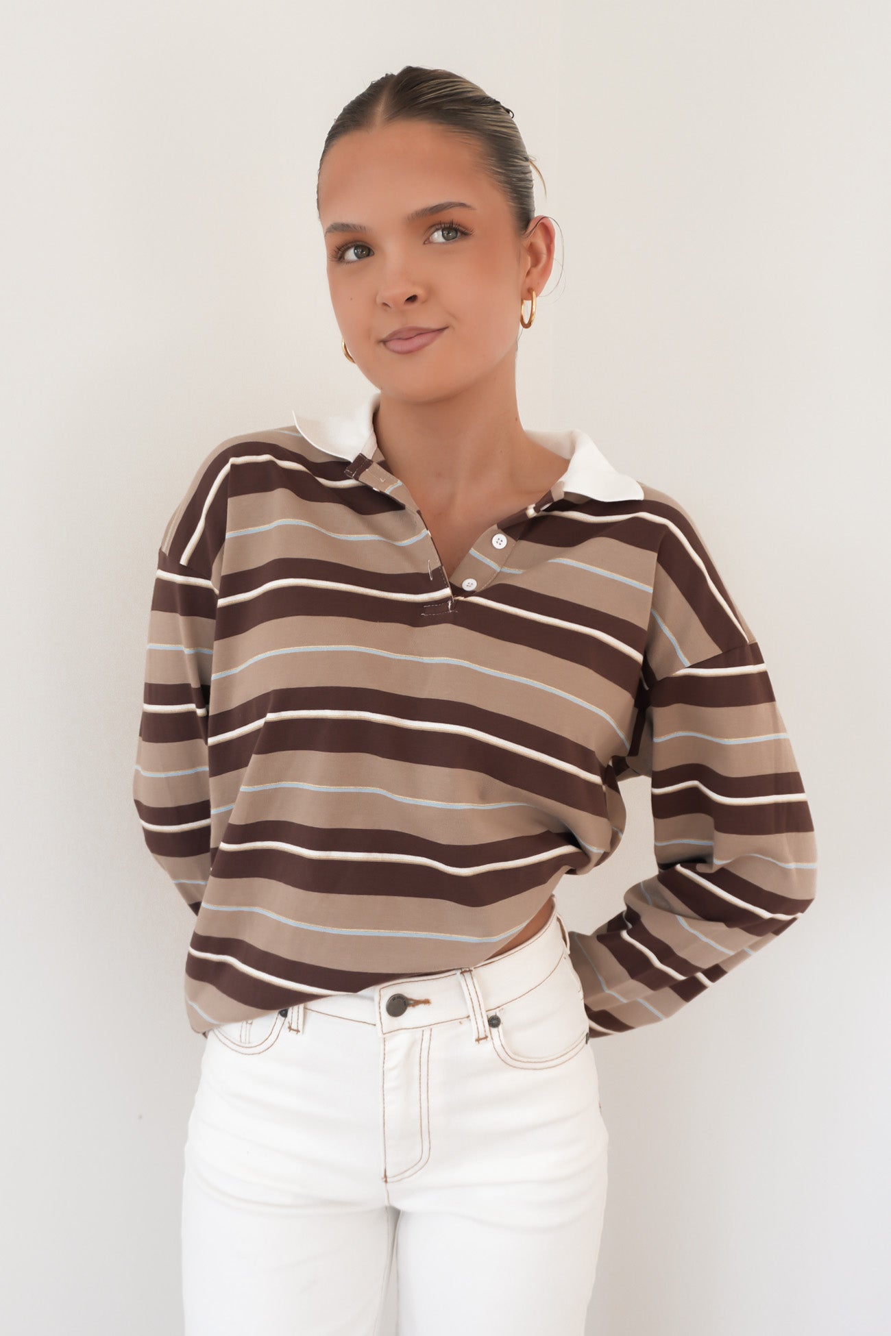 Henny Rugby Top Brown Stripe