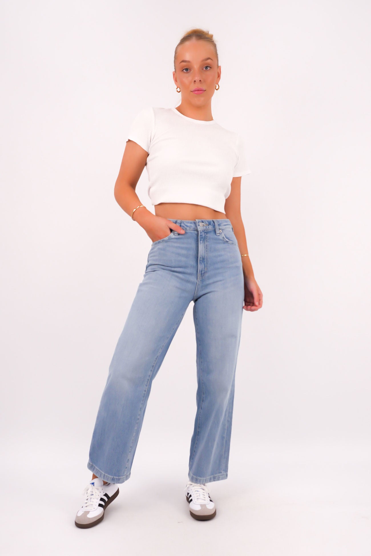 Hi Wide Jean Faded Blue Petite