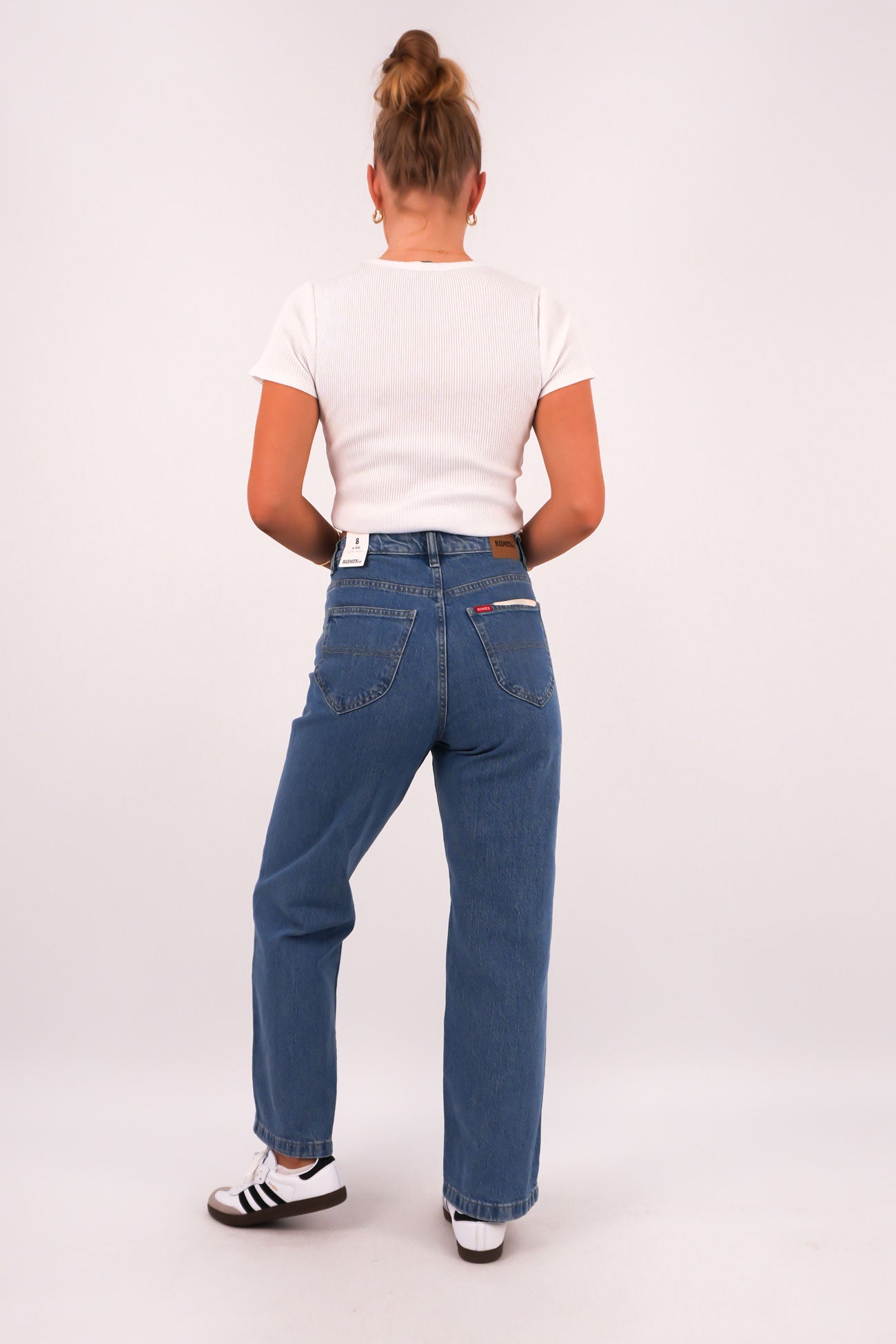 Hi Wide Jean Worn In Blue Petite