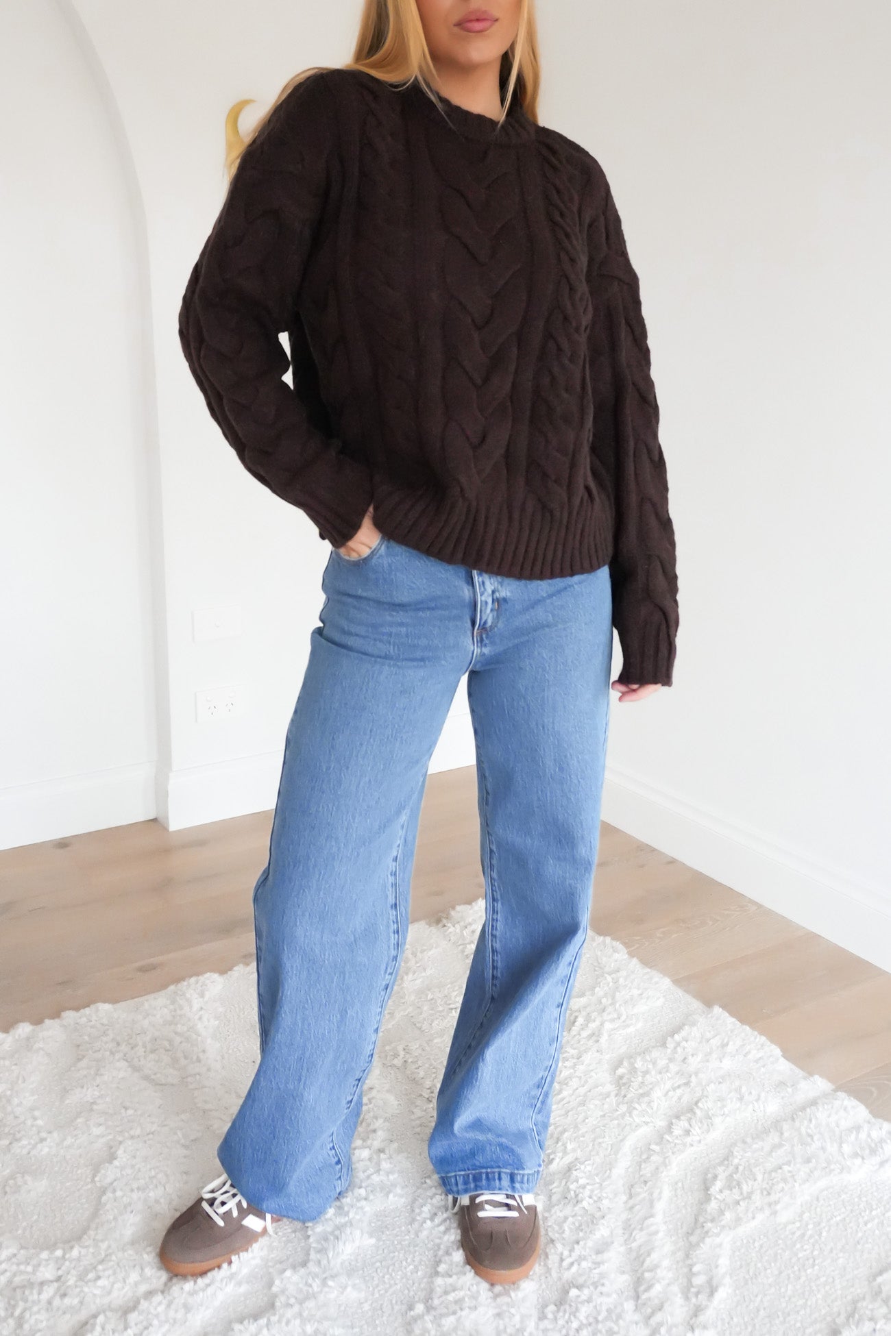Higgins Cable Knit Brown