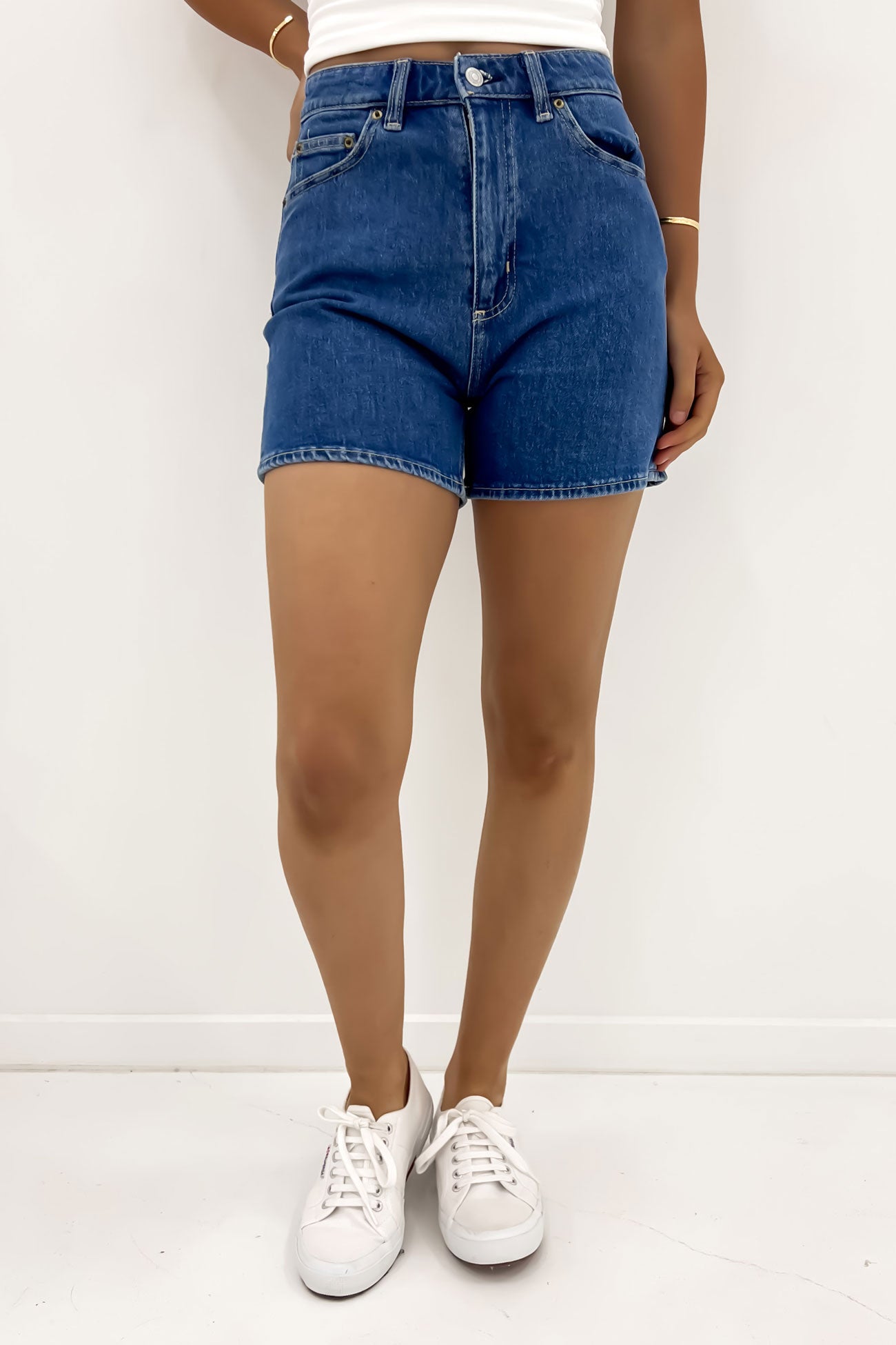 High Mom Short Blue Stone