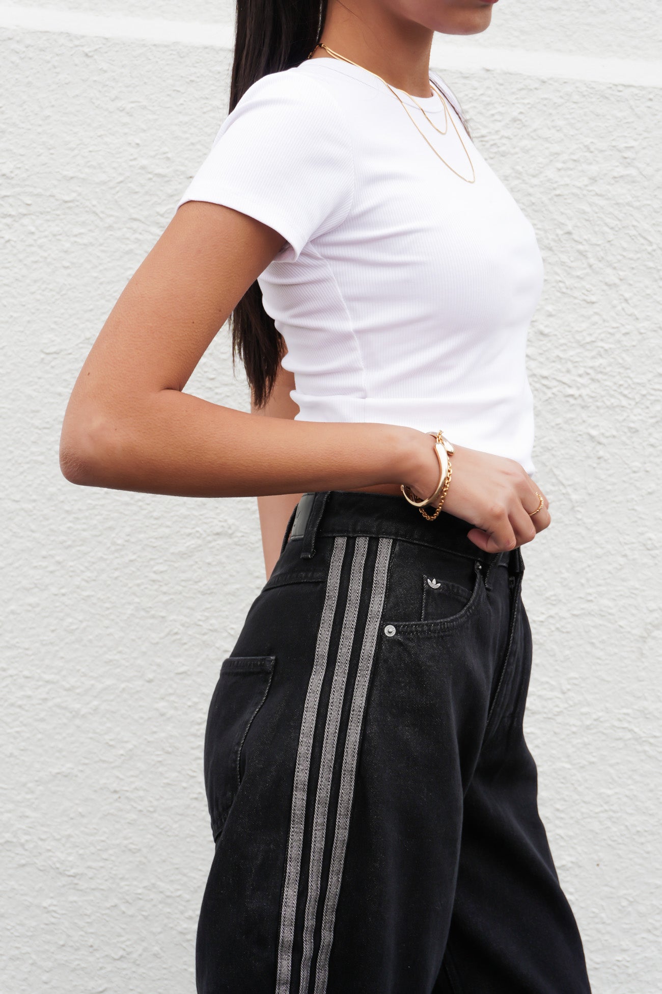 High Rise Barrel Leg Denim Pant True Black
