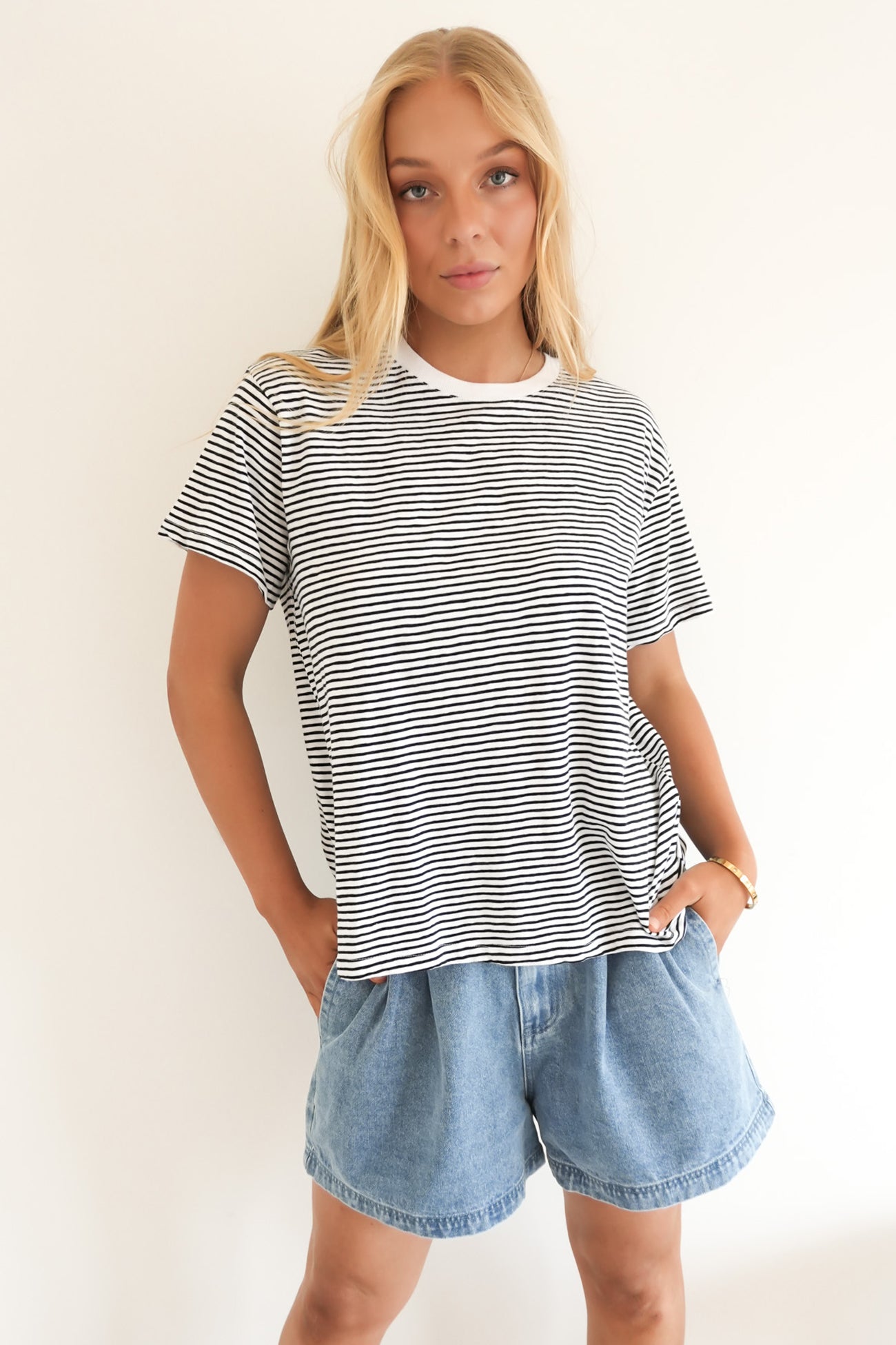 Hutch Stripe Tee White
