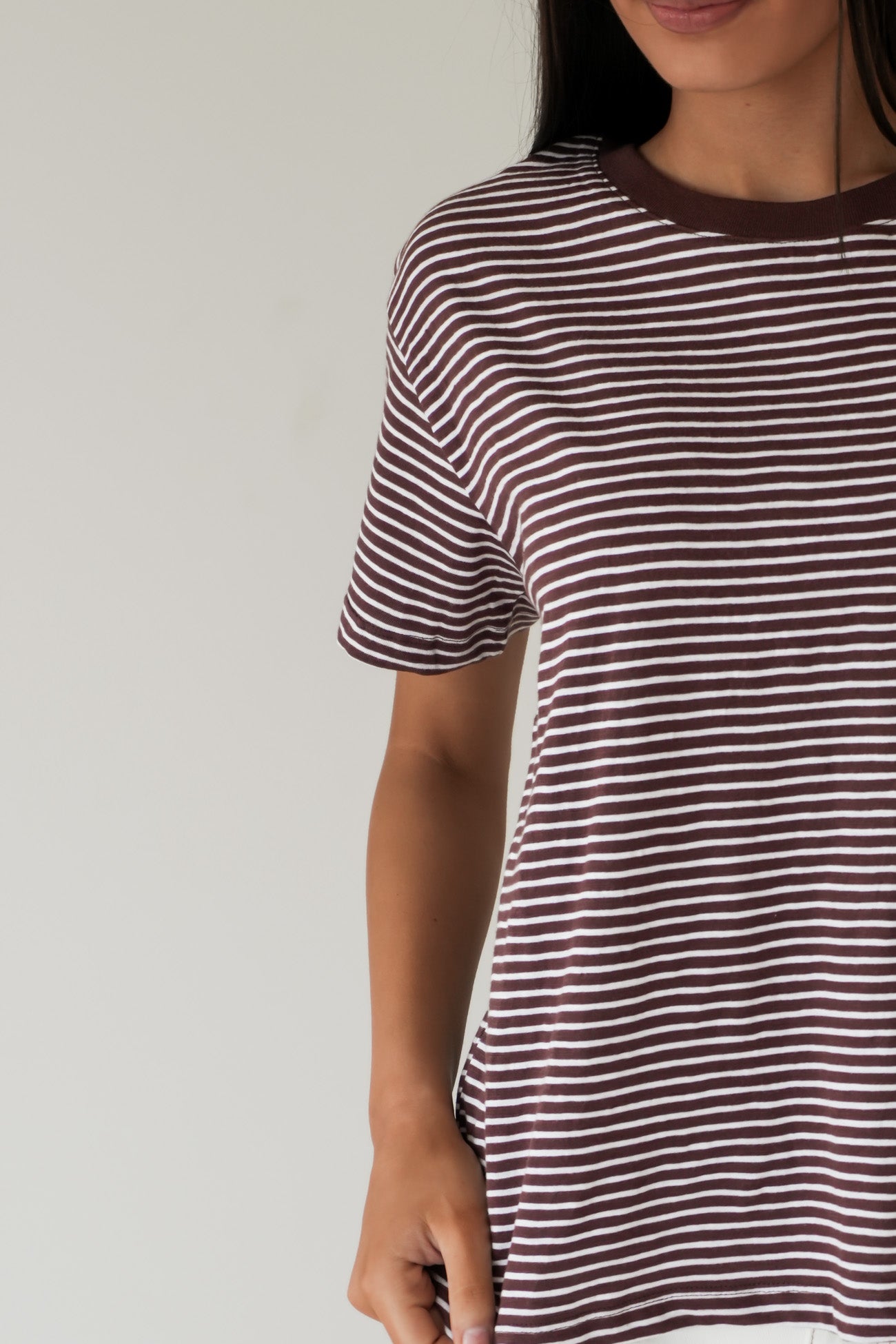 Hutch Stripe Tee Chocolate White Stripe