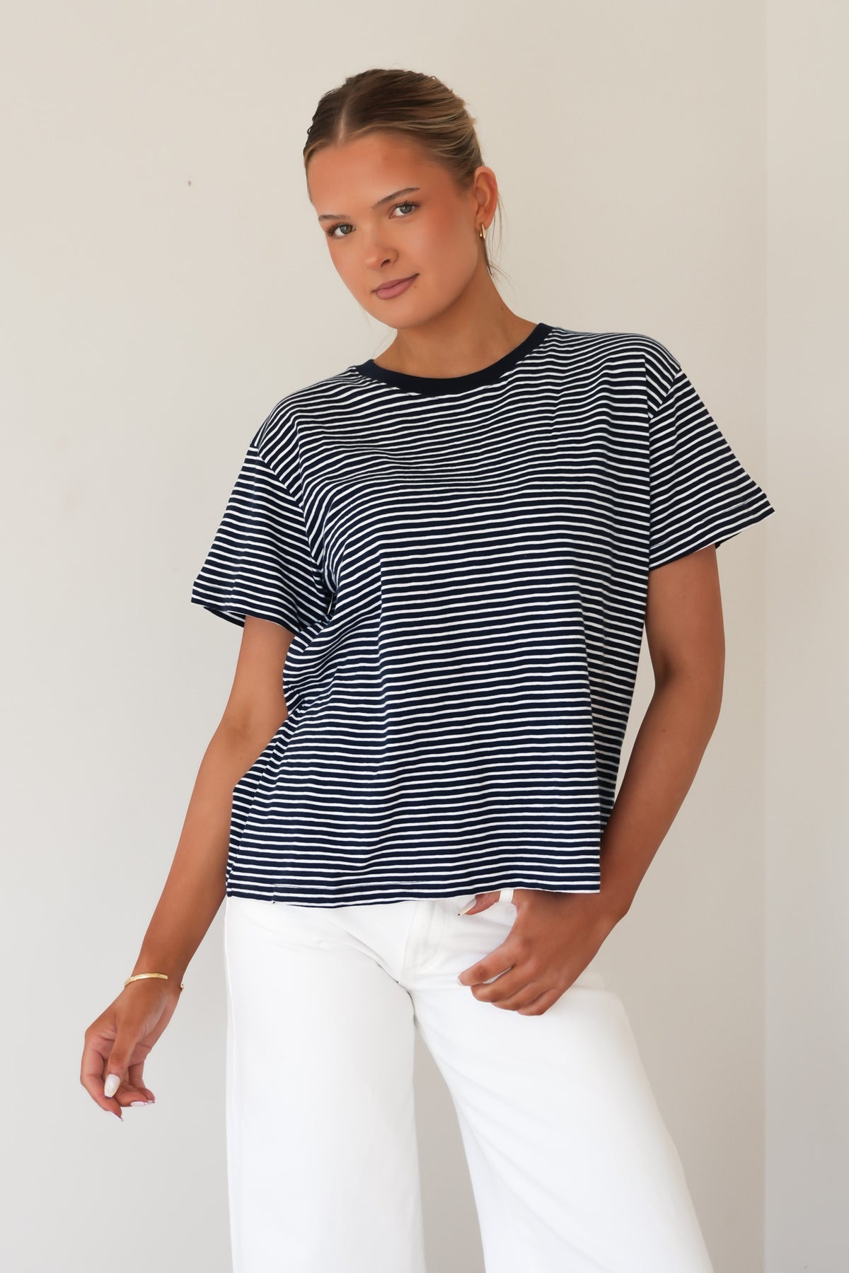 Hutch Stripe Tee Navy White Stripe