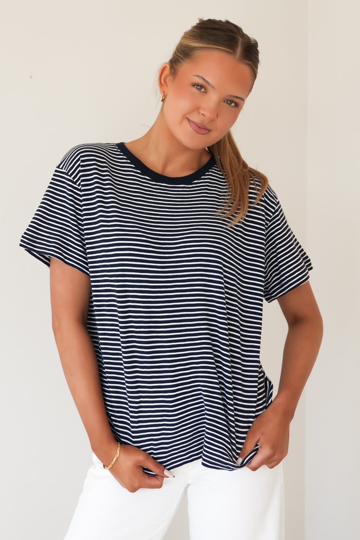 Hutch Stripe Tee Navy White Stripe