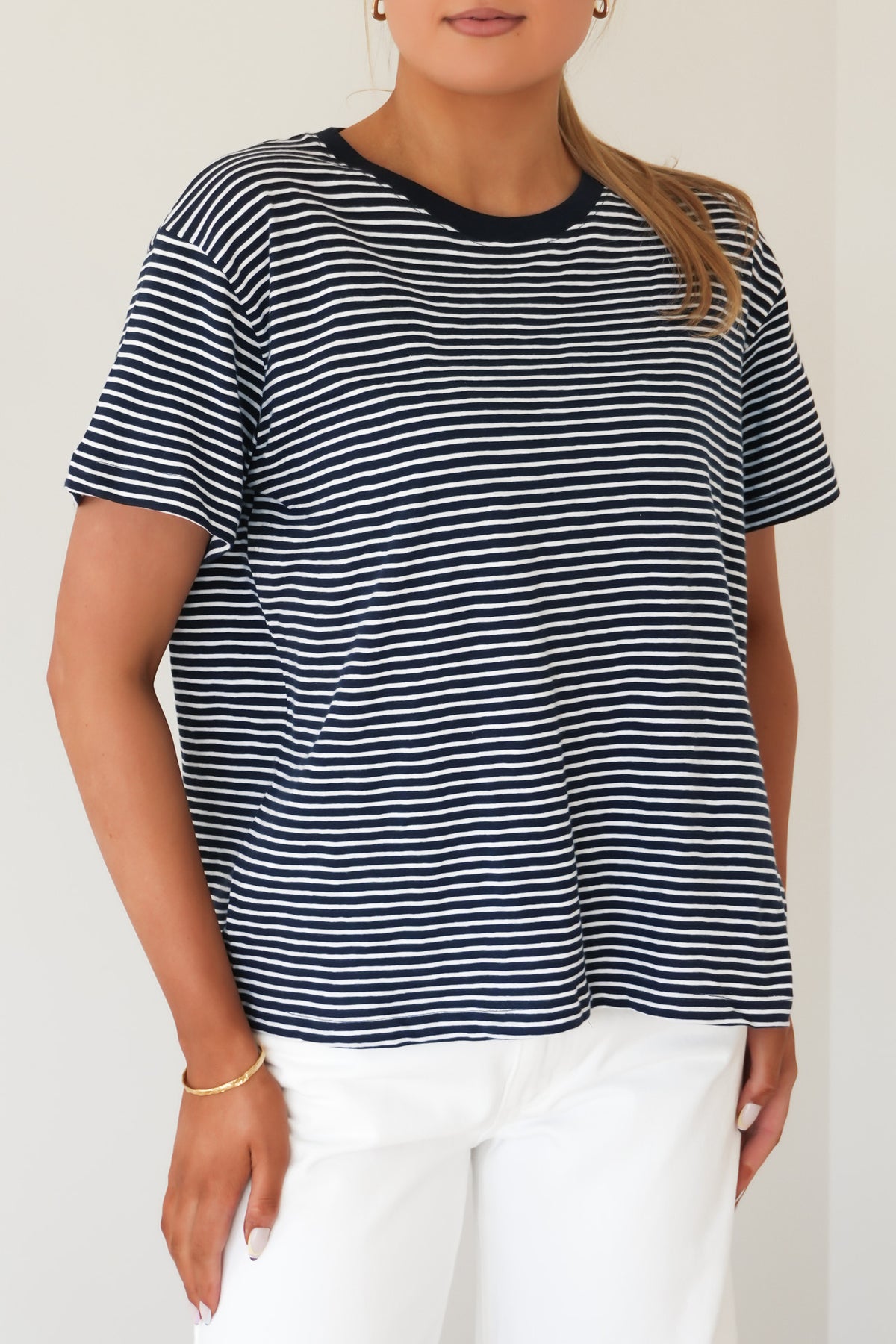 Hutch Stripe Tee Navy White Stripe